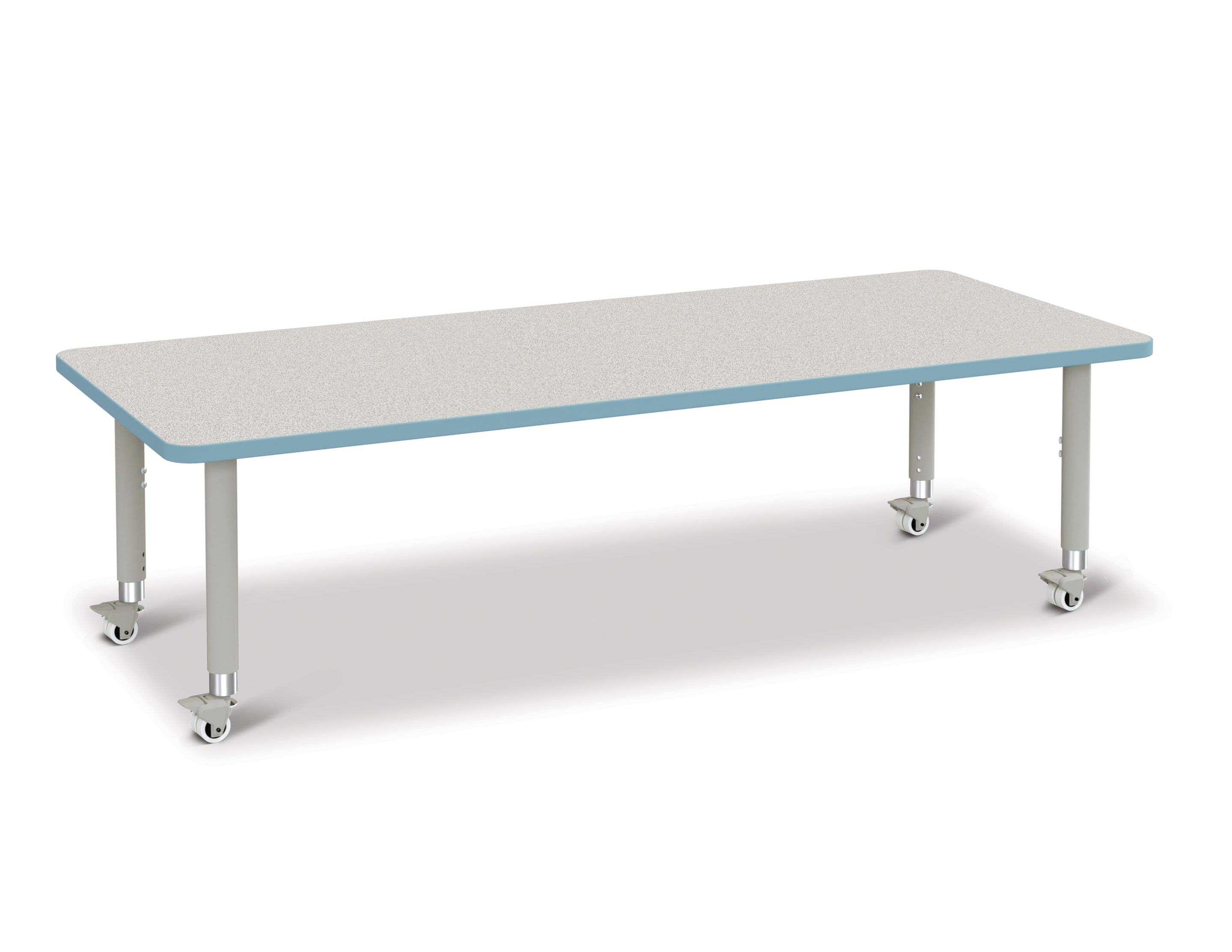 Berries® Rectangle Activity Table - 30" X 72", Mobile - Freckled Gray/Coastal Blue/Gray