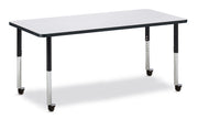 Berries® Rectangle Activity Table - 30" X 72", Mobile - Freckled Gray/Black/Black