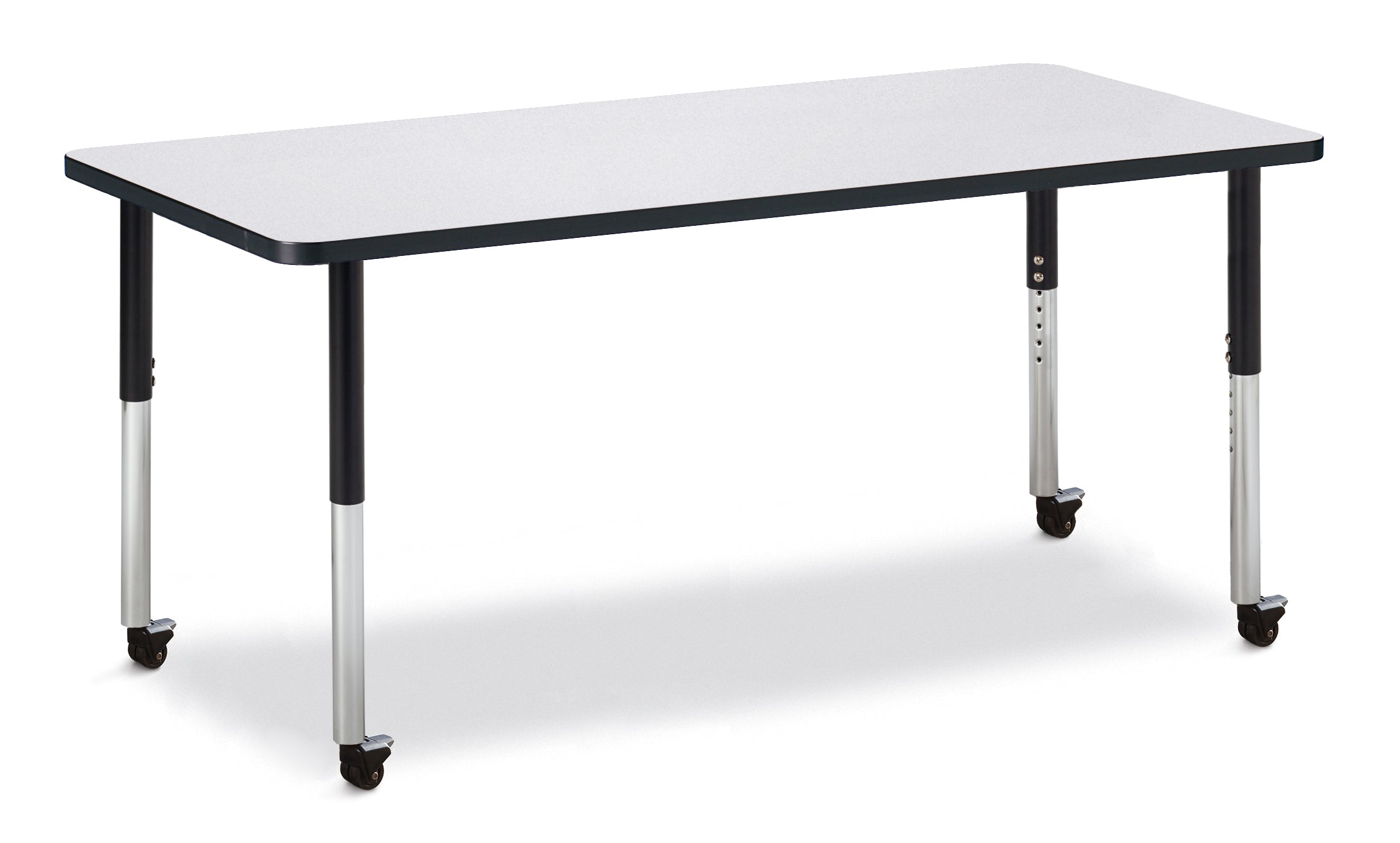 Berries® Rectangle Activity Table - 30" X 72", Mobile - Freckled Gray/Black/Black