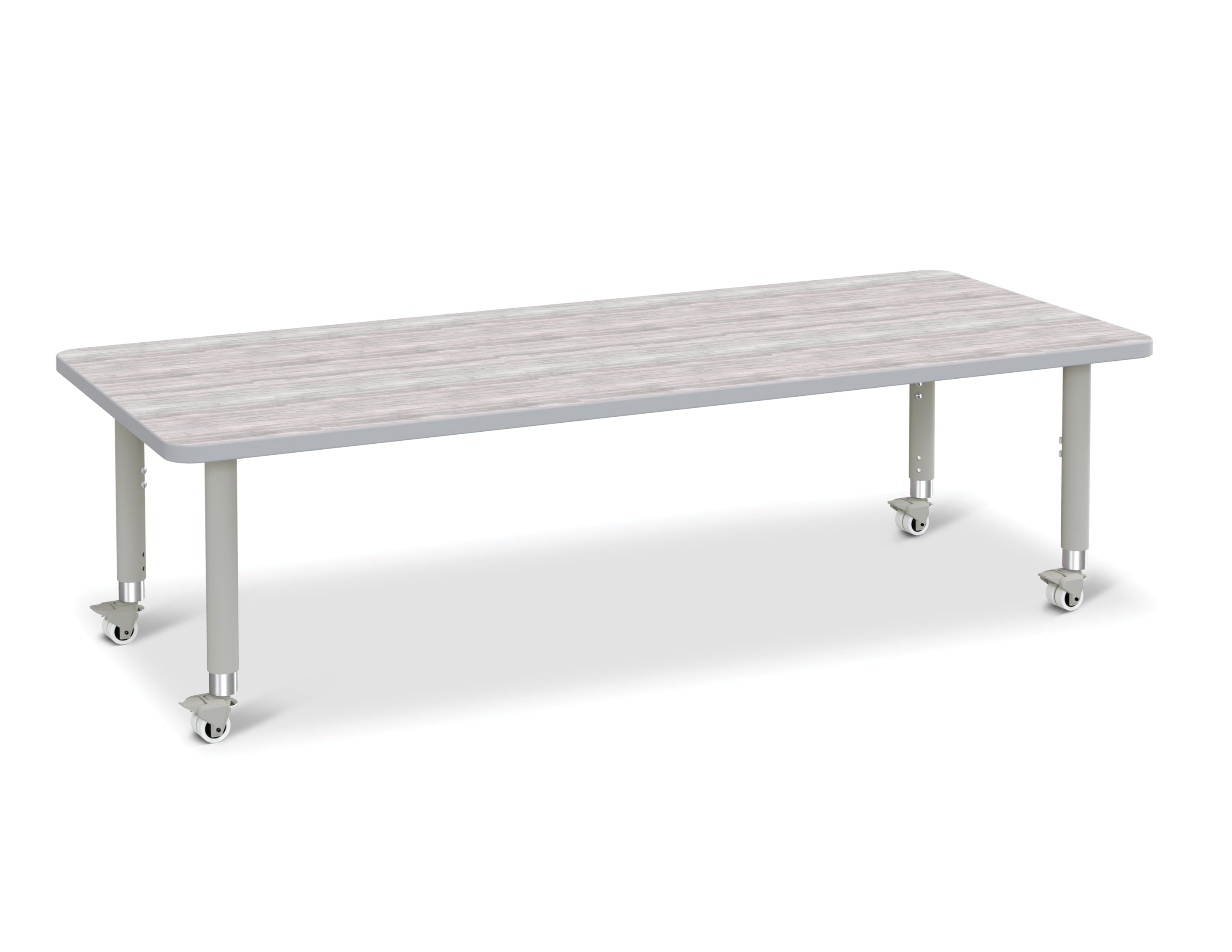 Berries® Rectangle Activity Table - 30" X 72", Mobile - Driftwood Gray/Gray/Gray
