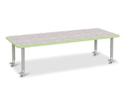 Berries® Rectangle Activity Table - 30" X 72", Mobile - Driftwood Gray/Key Lime/Gray