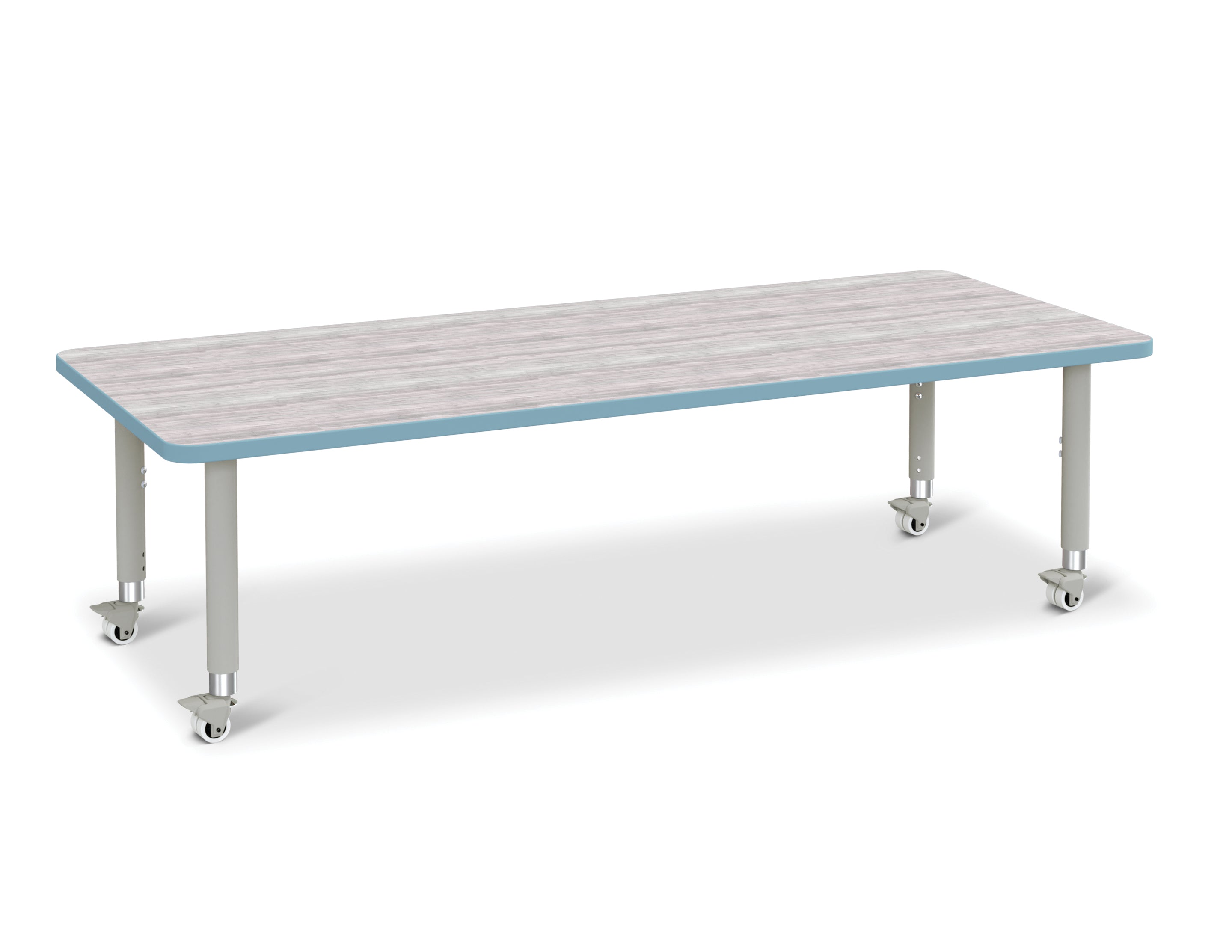 Berries® Rectangle Activity Table - 30" X 72", Mobile - Driftwood Gray/Coastal Blue/Gray
