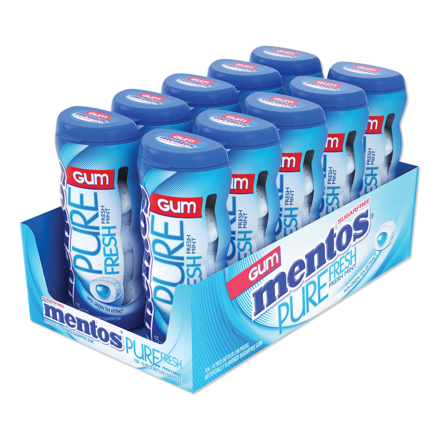 Pure Fresh Sugar-Free Gum, Mint, 15 Pieces/pack, 10 Packs/box