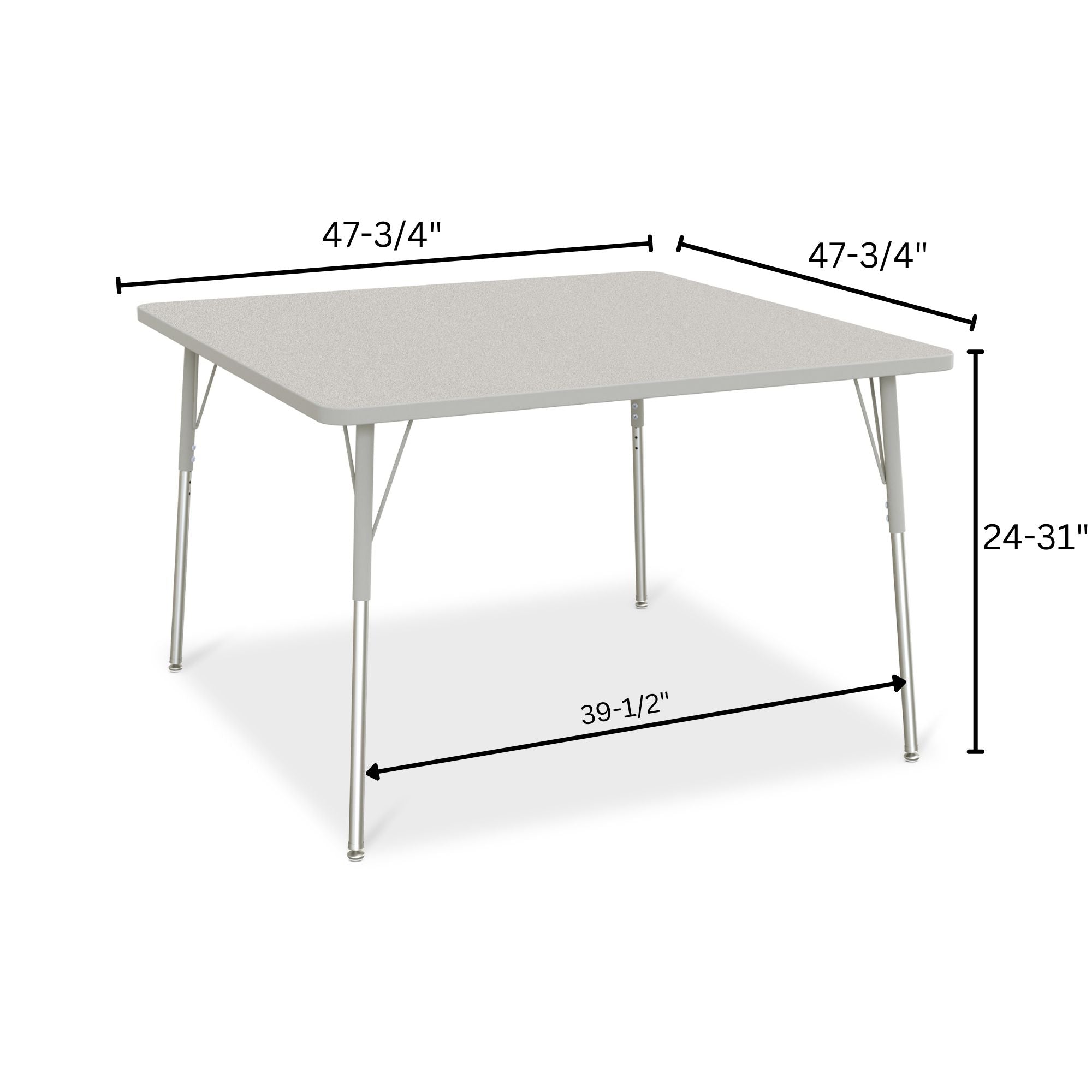 Berries® Square Activity Table - 48" X 48", A-height - Freckled Gray/Gray/Gray