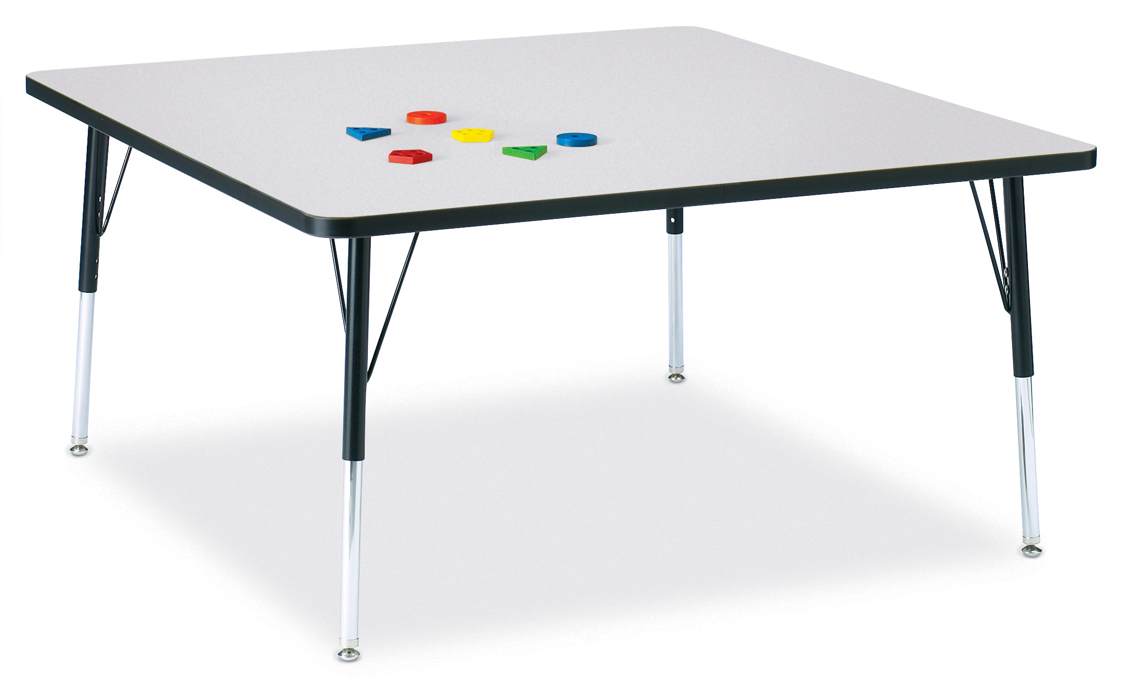Berries® Square Activity Table - 48" X 48", A-height - Freckled Gray/Black/Black