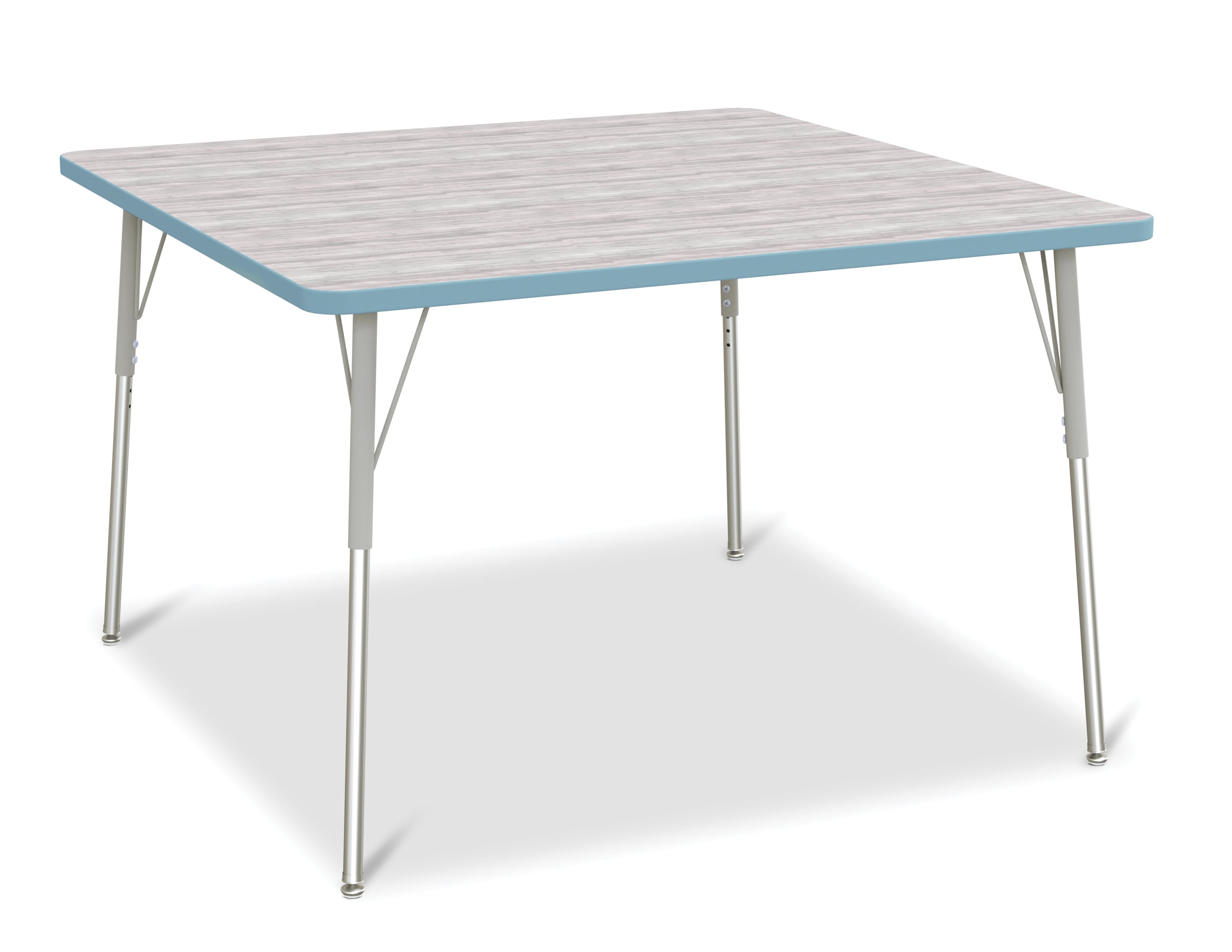 Berries® Square Activity Table - 48" X 48", A-height - Driftwood Gray/Coastal Blue/Gray