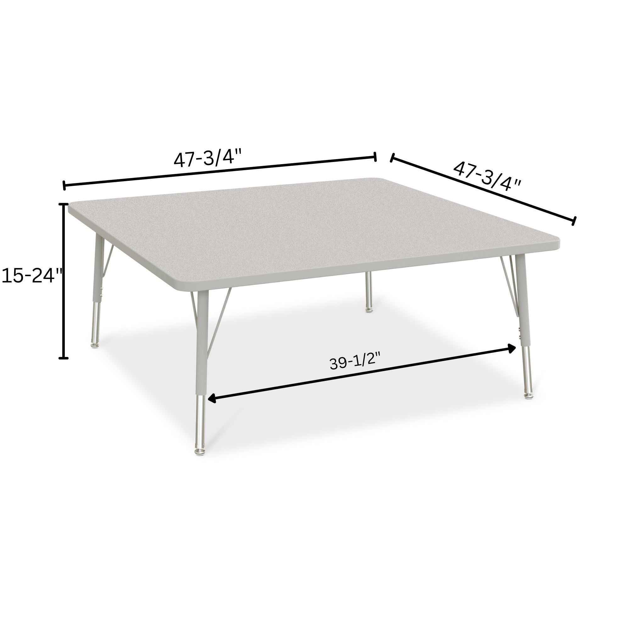 Berries® Square Activity Table - 48" X 48", E-height - Freckled Gray/Gray/Gray