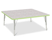 Berries® Square Activity Table - 48" X 48", E-height - Driftwood Gray/Key Lime/Gray
