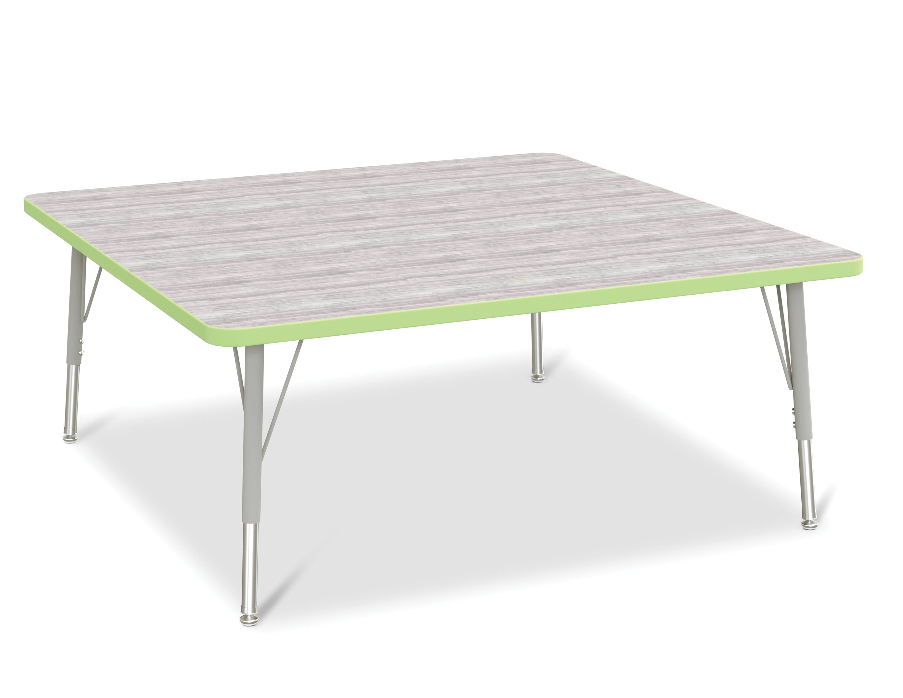 Berries® Square Activity Table - 48" X 48", E-height - Driftwood Gray/Key Lime/Gray