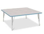 Berries® Square Activity Table - 48" X 48", E-height - Driftwood Gray/Coastal Blue/Gray