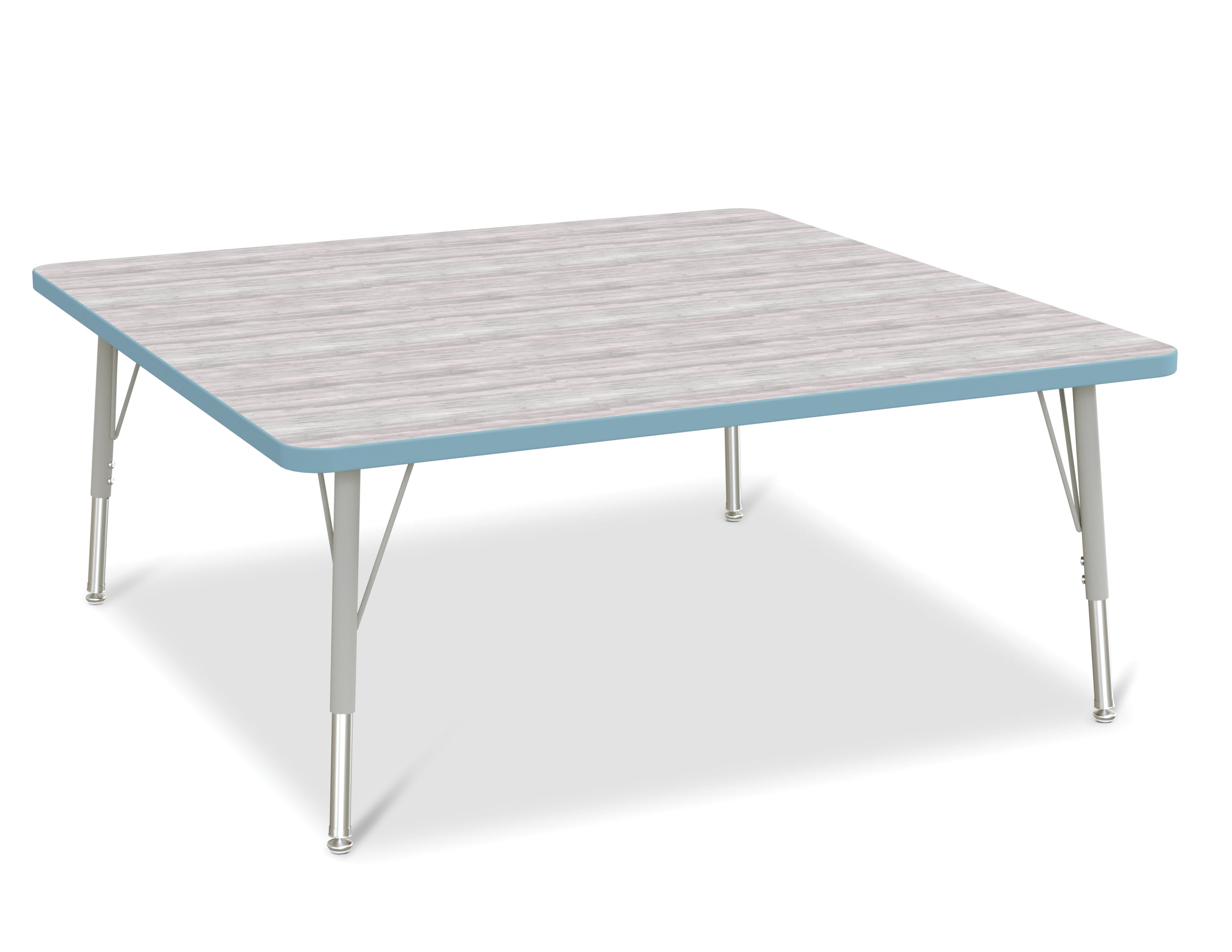 Berries® Square Activity Table - 48" X 48", E-height - Driftwood Gray/Coastal Blue/Gray
