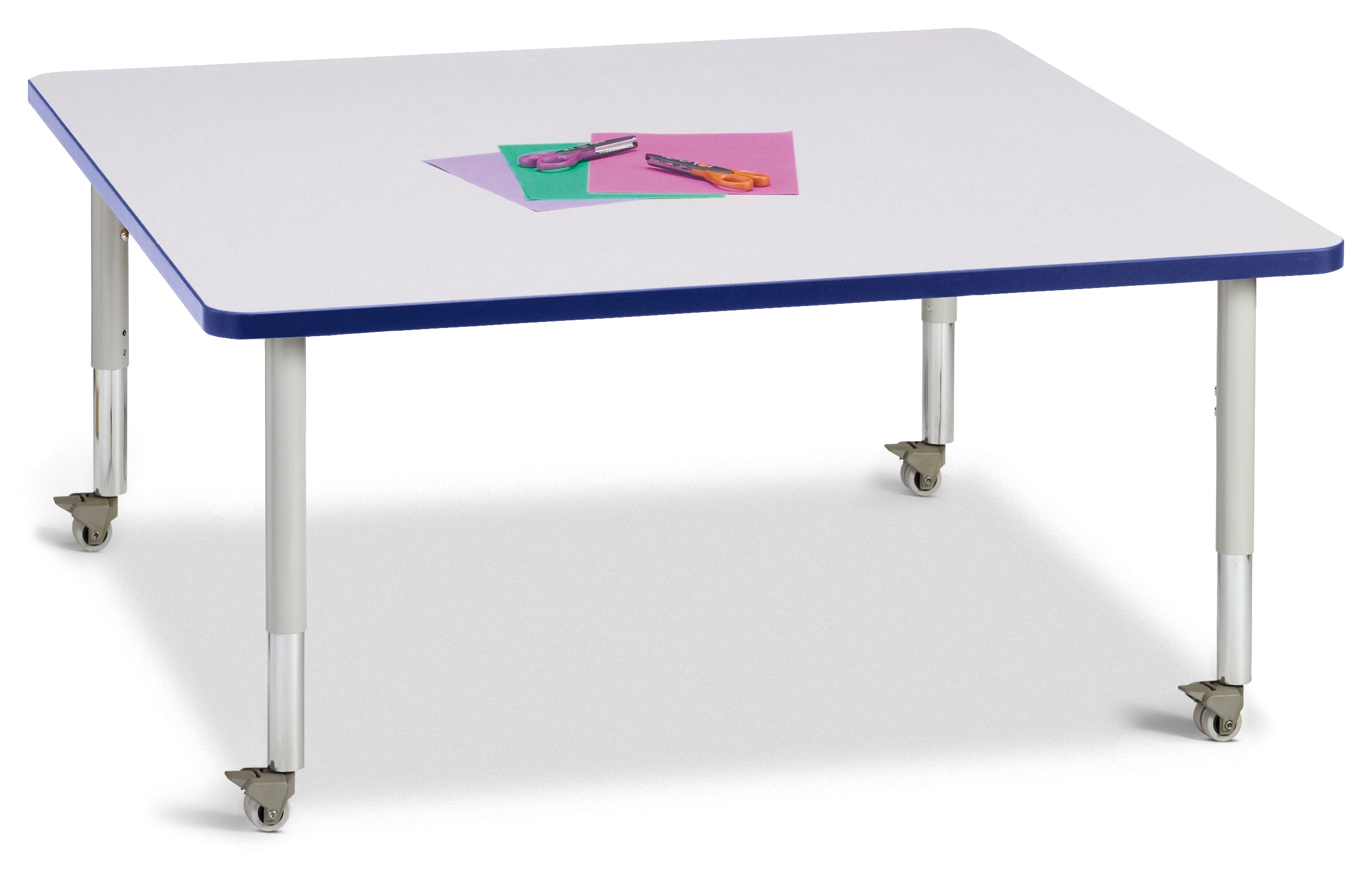 Berries® Square Activity Table - 48" X 48", Mobile - Freckled Gray/Blue/Gray