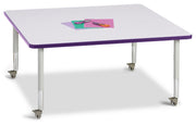 Berries® Square Activity Table - 48" X 48", Mobile - Freckled Gray/Purple/Gray