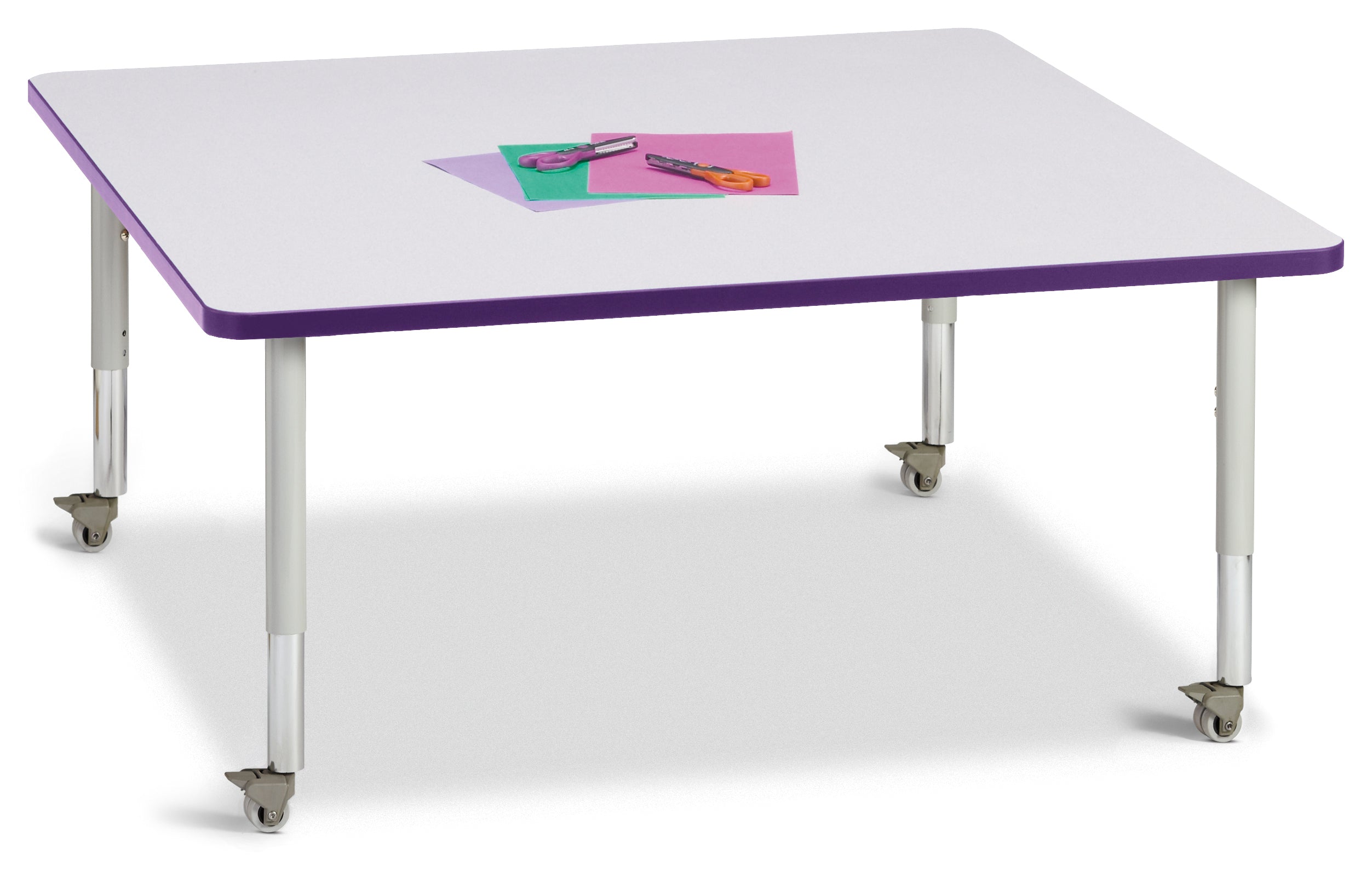 Berries® Square Activity Table - 48" X 48", Mobile - Freckled Gray/Purple/Gray
