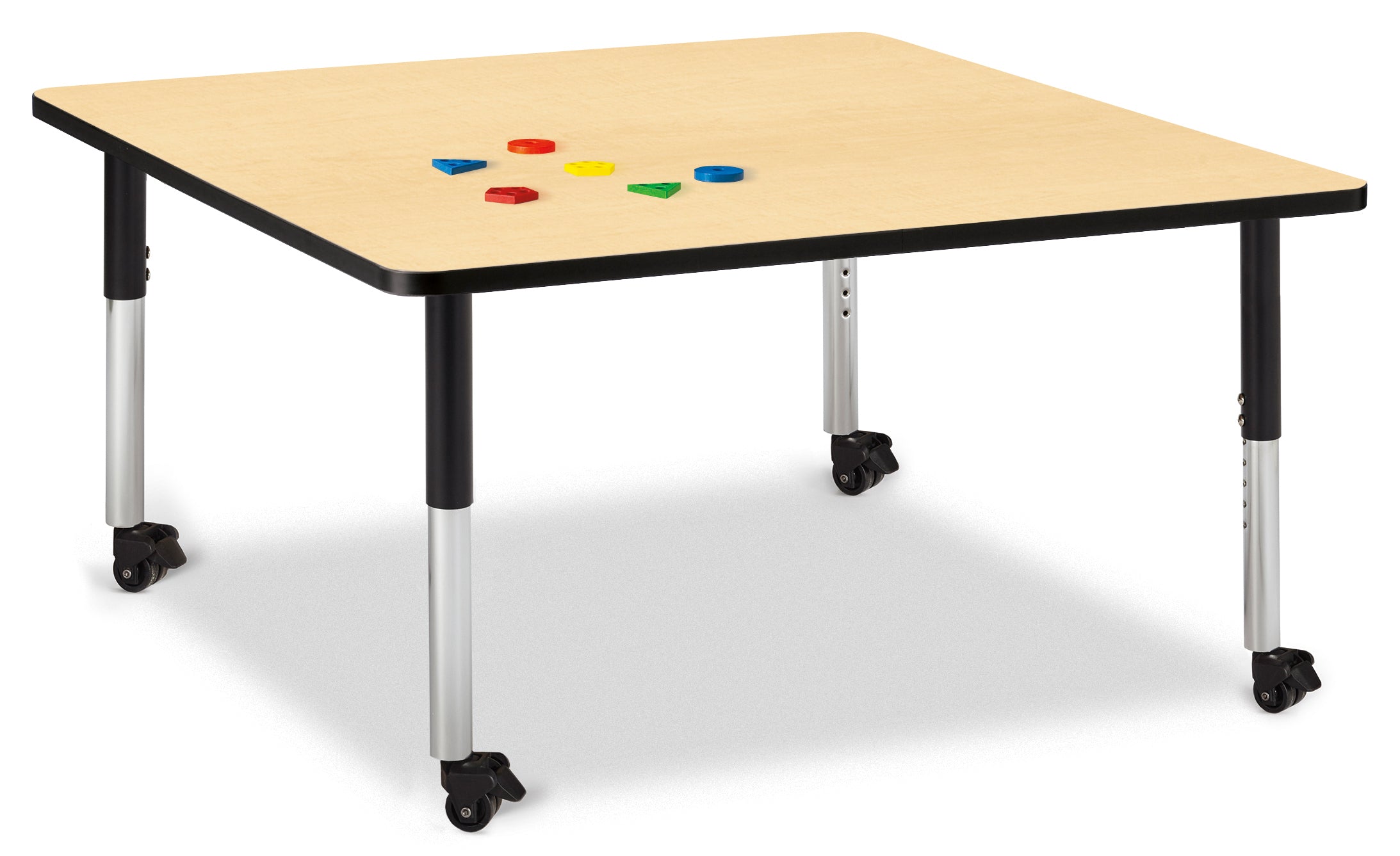 Berries® Square Activity Table - 48" X 48", Mobile - Maple/Black/Black