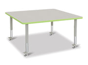 Berries® Square Activity Table - 48" X 48", Mobile - Freckled Gray/Key Lime/Gray