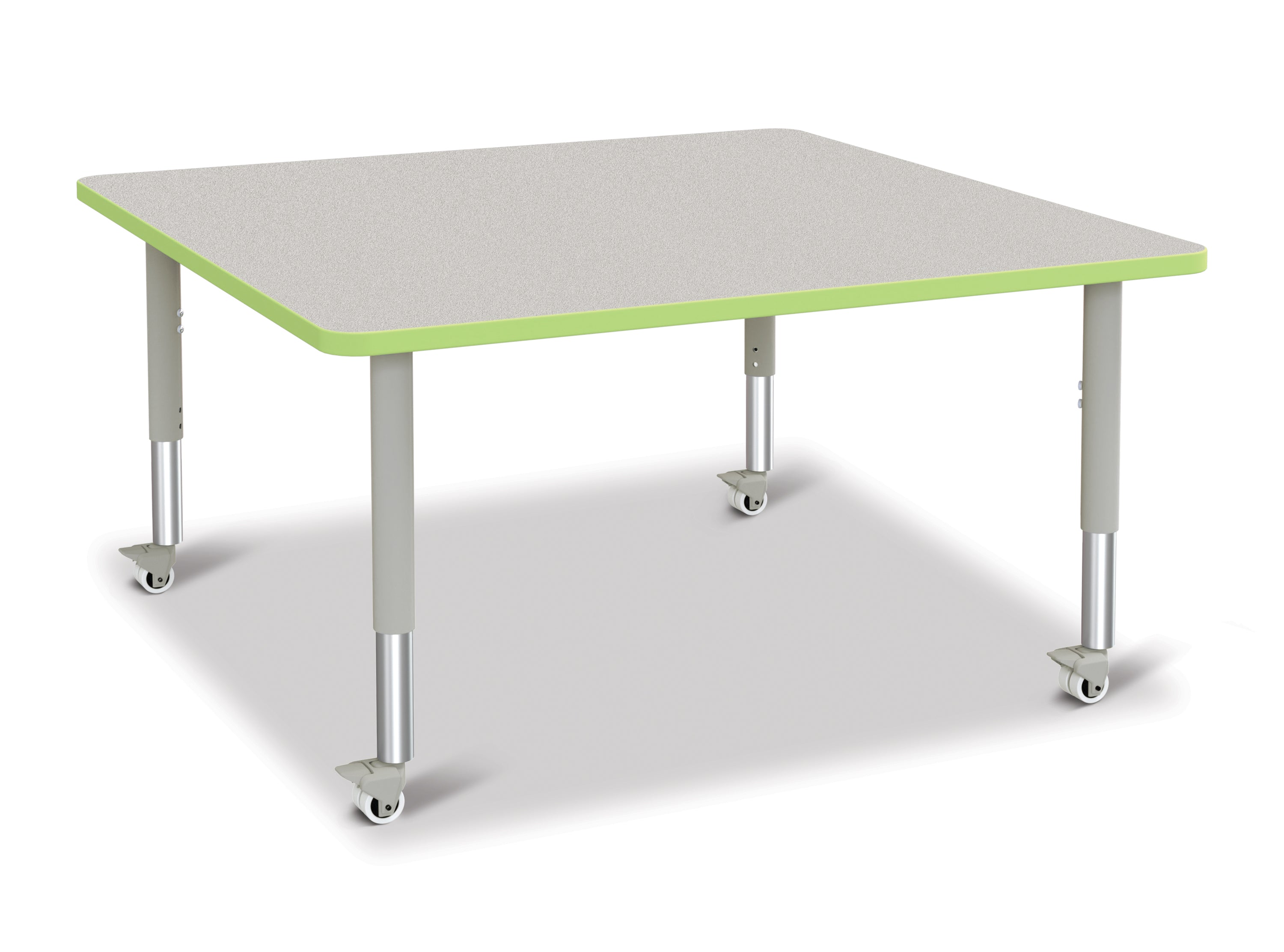 Berries® Square Activity Table - 48" X 48", Mobile - Freckled Gray/Key Lime/Gray