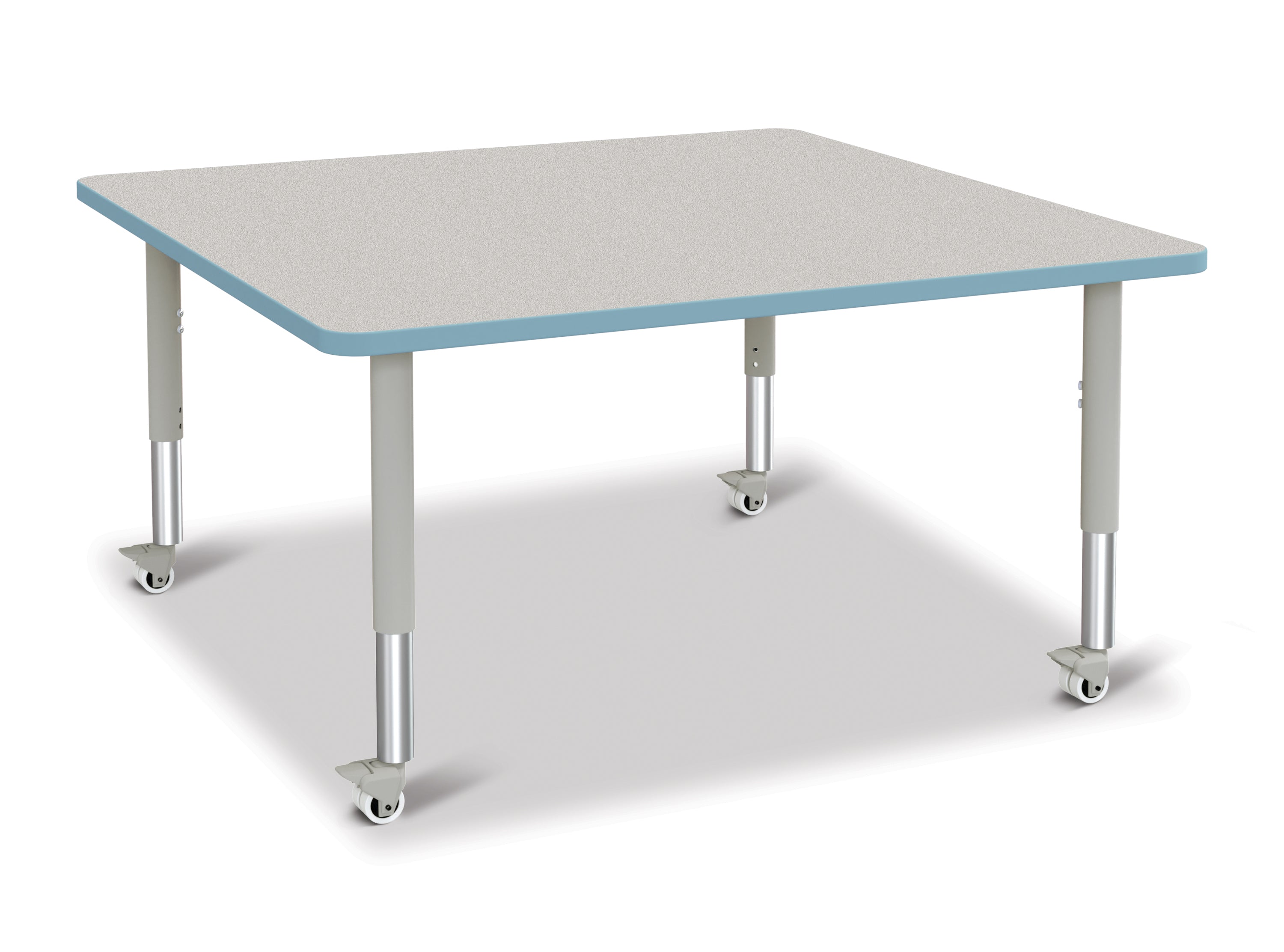 Berries® Square Activity Table - 48" X 48", Mobile - Freckled Gray/Coastal Blue/Gray
