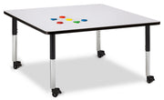 Berries® Square Activity Table - 48" X 48", Mobile - Freckled Gray/Black/Black