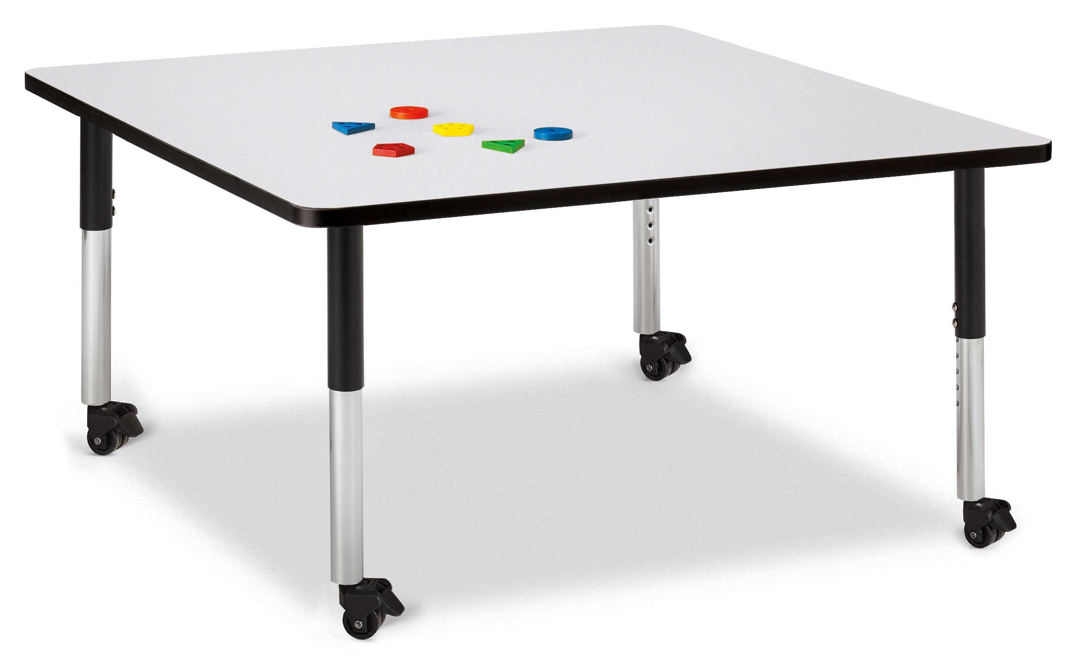 Berries® Square Activity Table - 48" X 48", Mobile - Freckled Gray/Black/Black