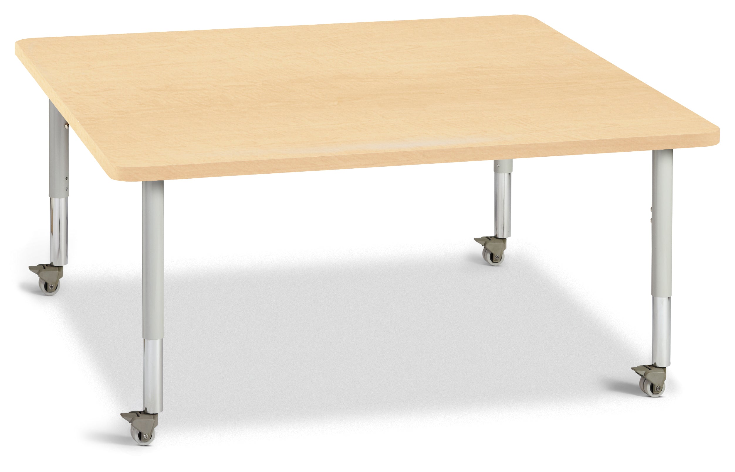 Berries® Square Activity Table - 48" X 48", Mobile - Maple/Maple/Gray