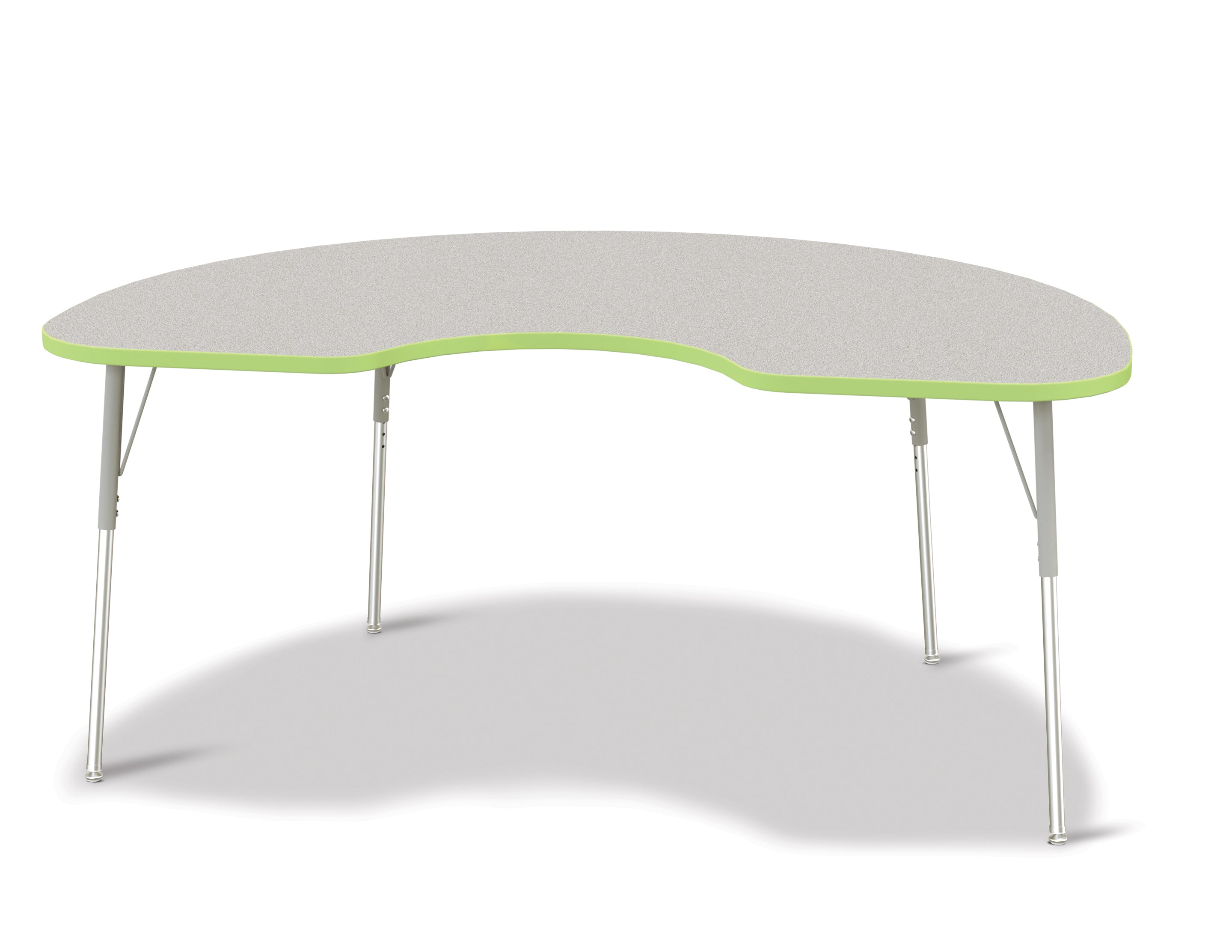 Berries® Kidney Activity Table - 48" X 72", A-height - Freckled Gray/Key Lime/Gray