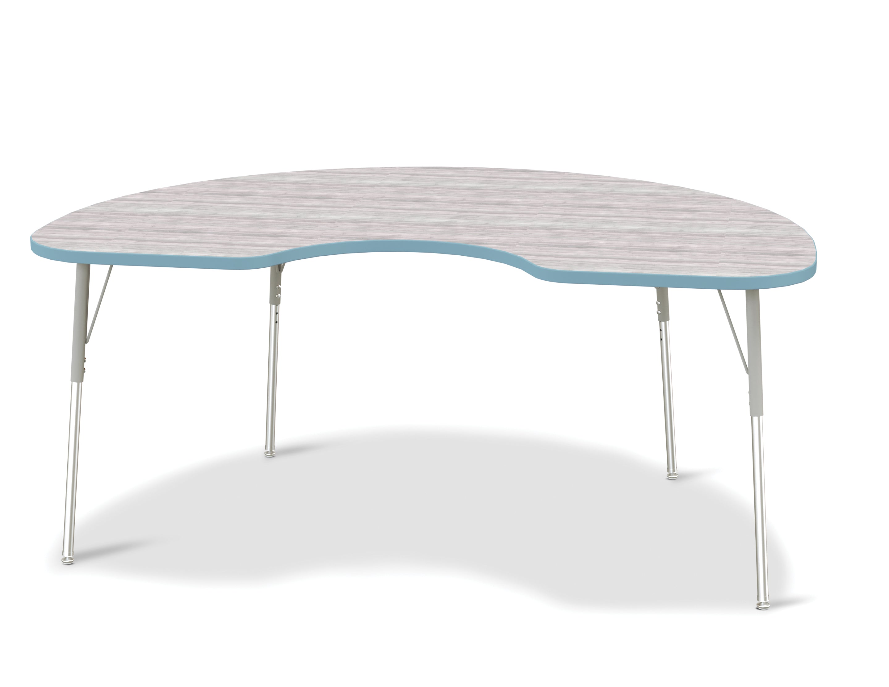 Berries® Kidney Activity Table - 48" X 72", A-height - Driftwood Gray/Coastal Blue/Gray