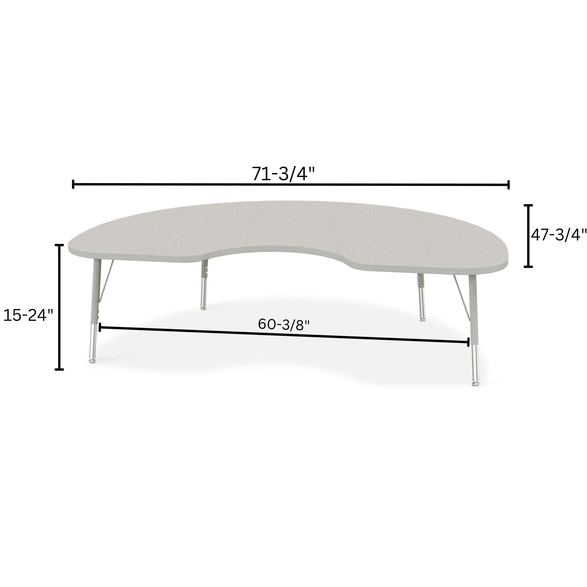 Berries® Kidney Activity Table - 48" X 72", E-height - Freckled Gray/Gray/Gray