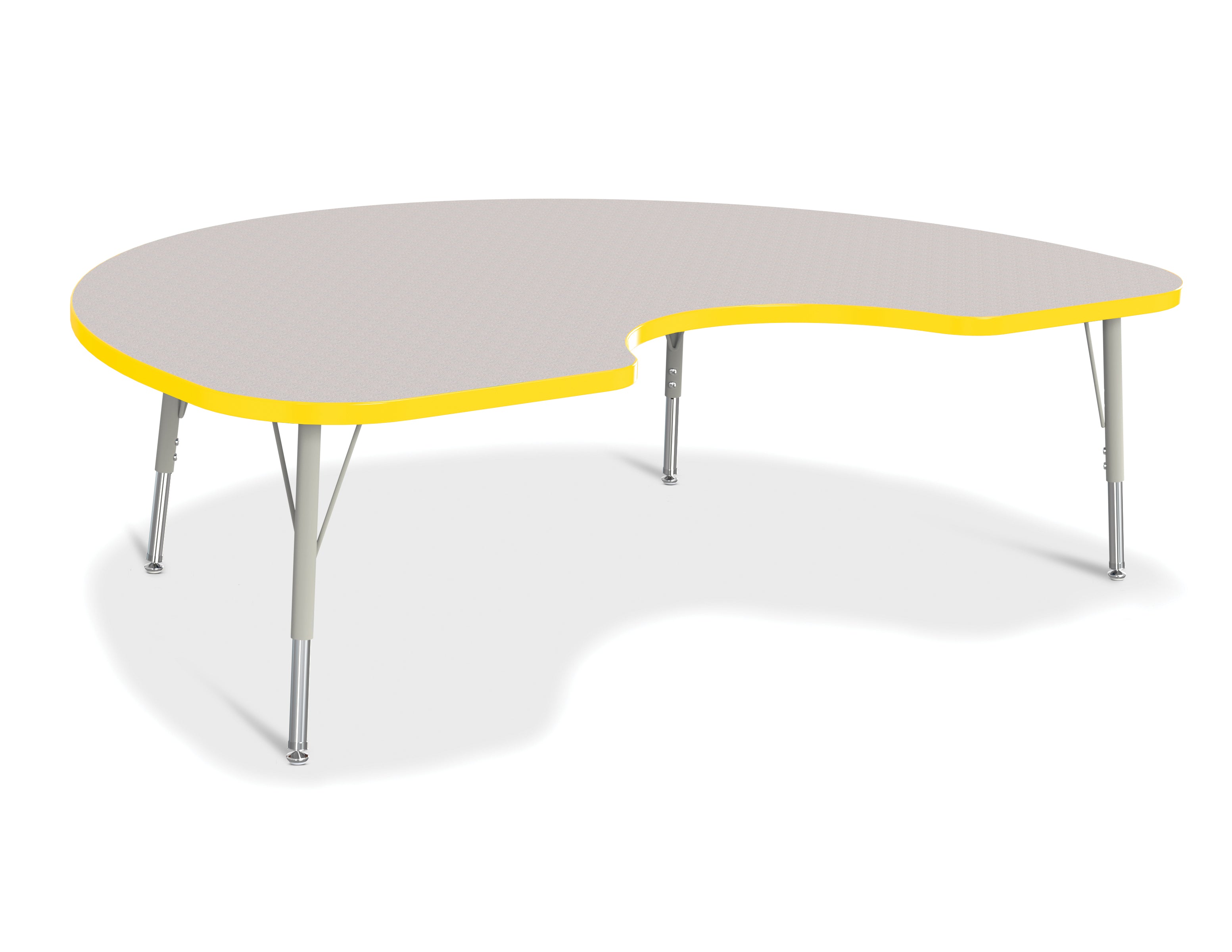 Berries® Kidney Activity Table - 48" X 72", E-height - Freckled Gray/Yellow/Gray