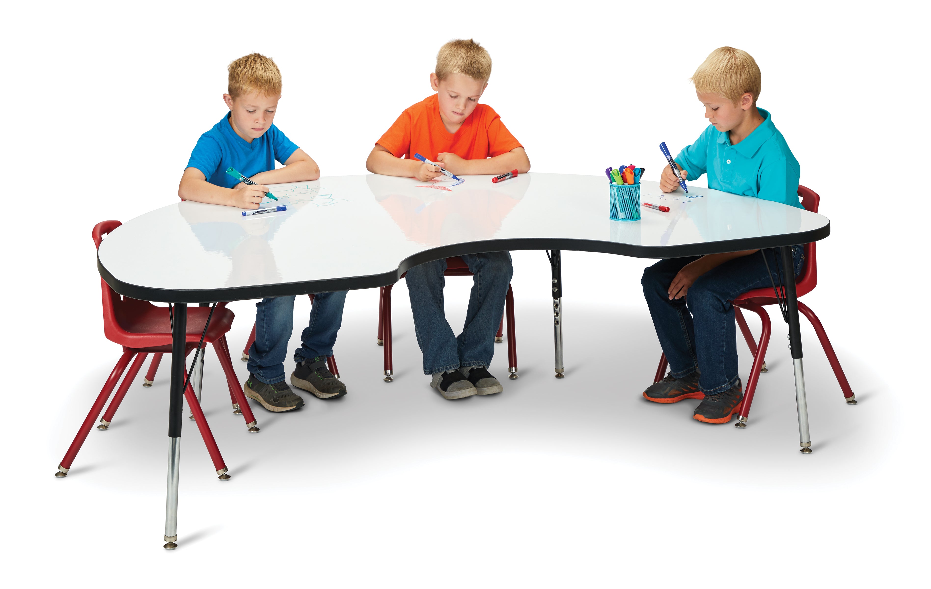 Berries® Kidney Dry Erase Table - 72" x 48", E-height - Write-n-Wipe/Black/Black