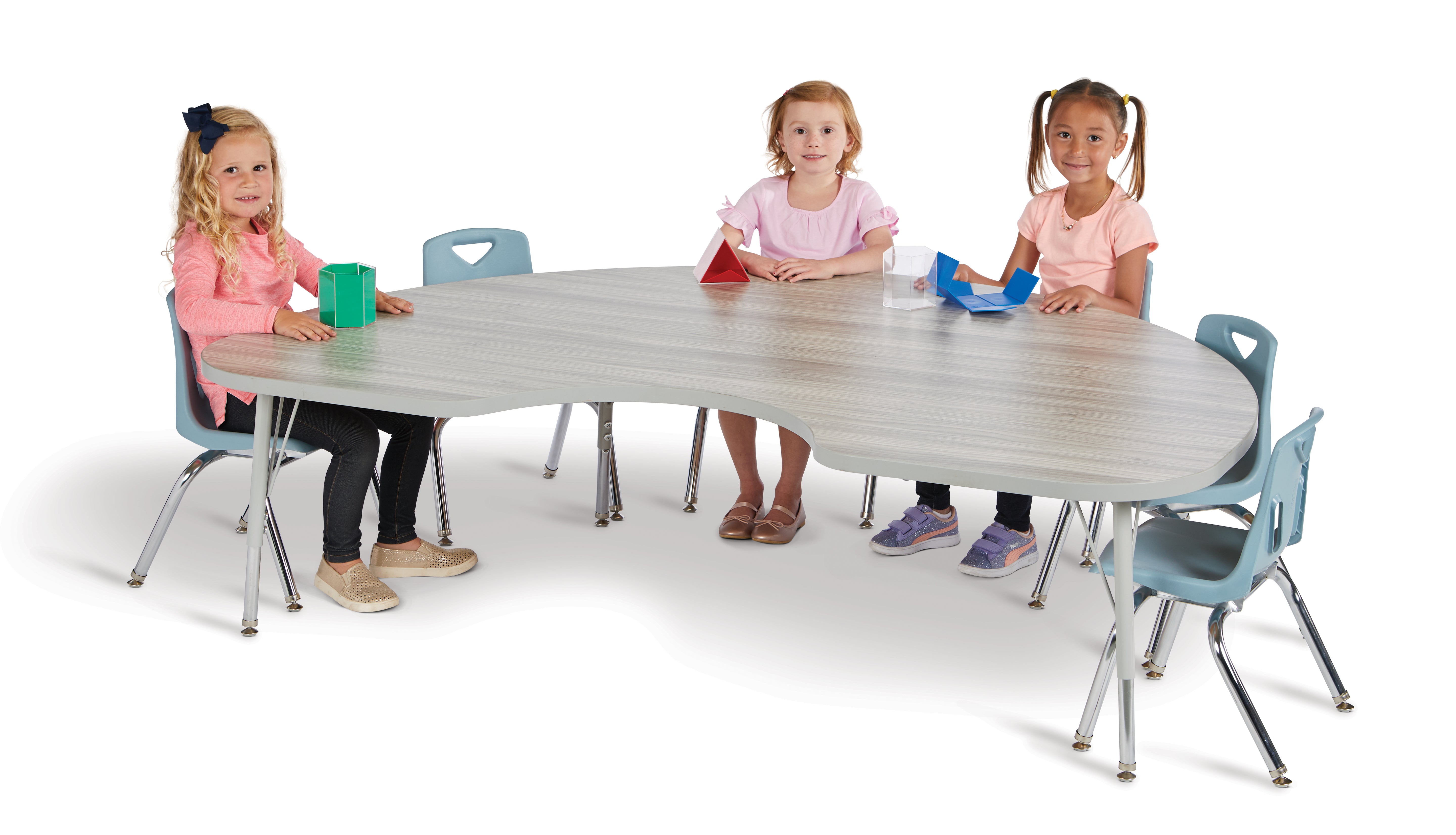 Berries® Kidney Activity Table - 48" X 72", A-height - Driftwood Gray/Coastal Blue/Gray