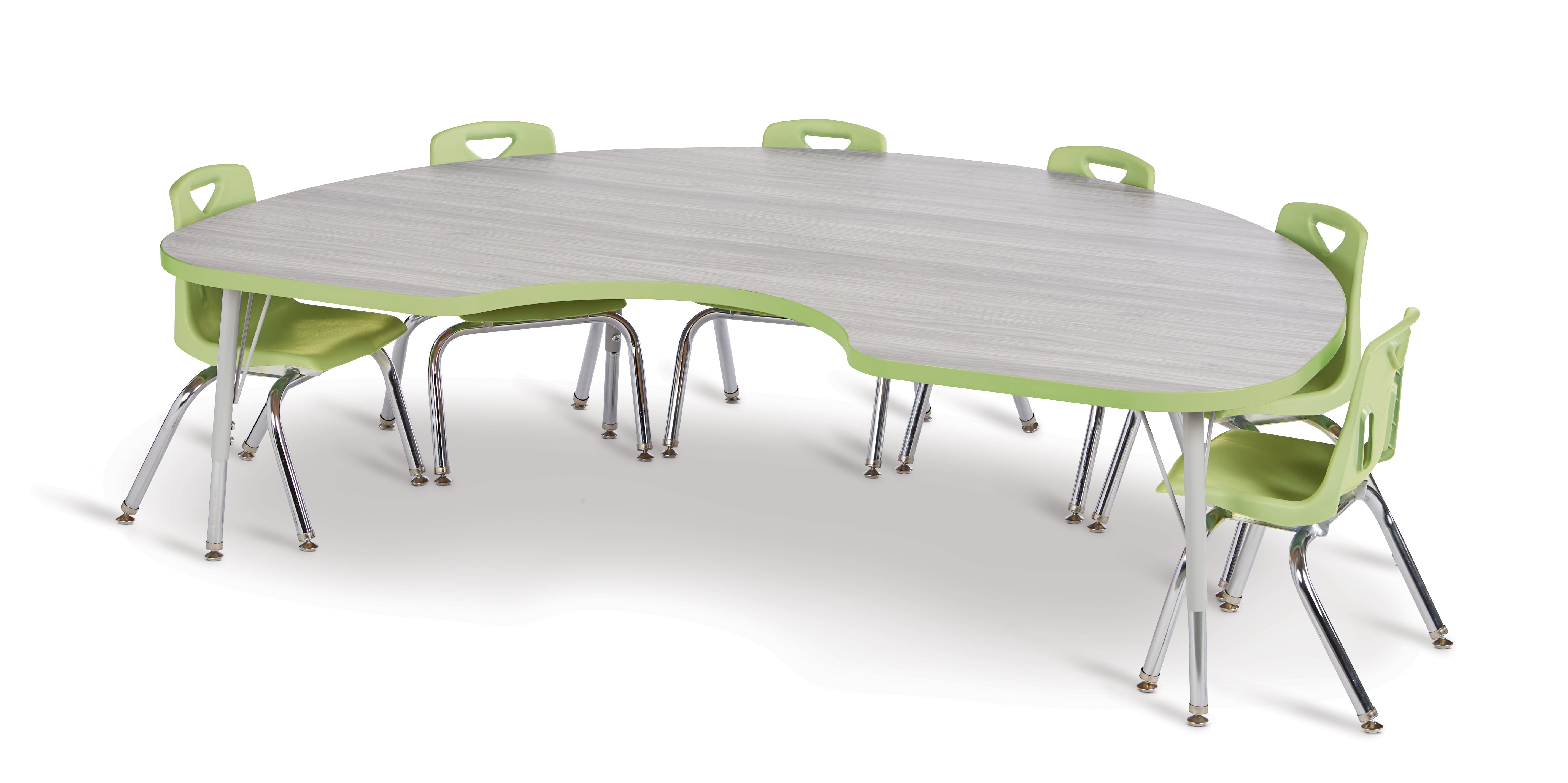 Berries® Kidney Activity Table - 48" X 72", E-height - Driftwood Gray/Key Lime/Gray