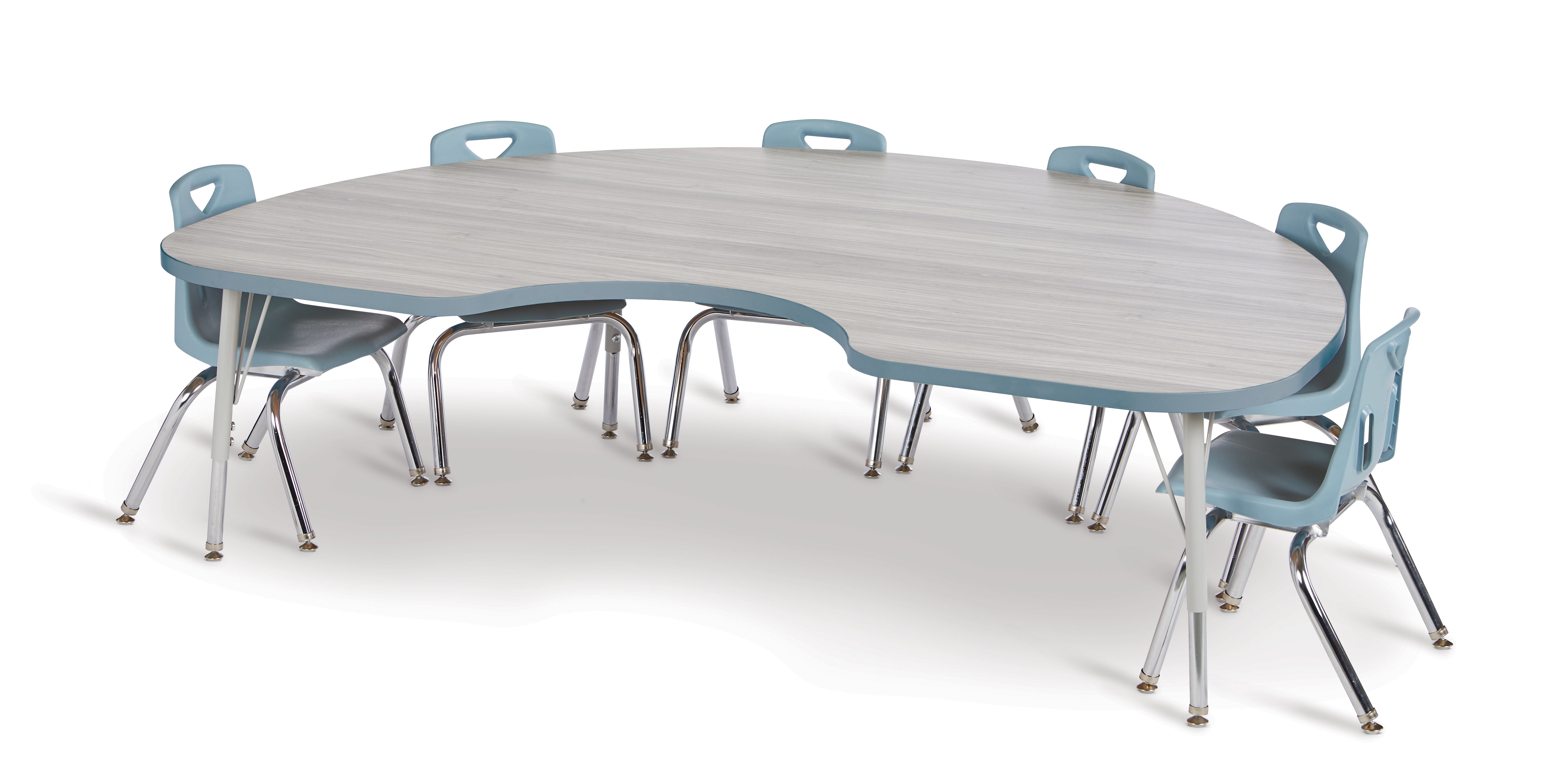 Berries® Kidney Activity Table - 48" X 72", E-height - Driftwood Gray/Coastal Blue/Gray
