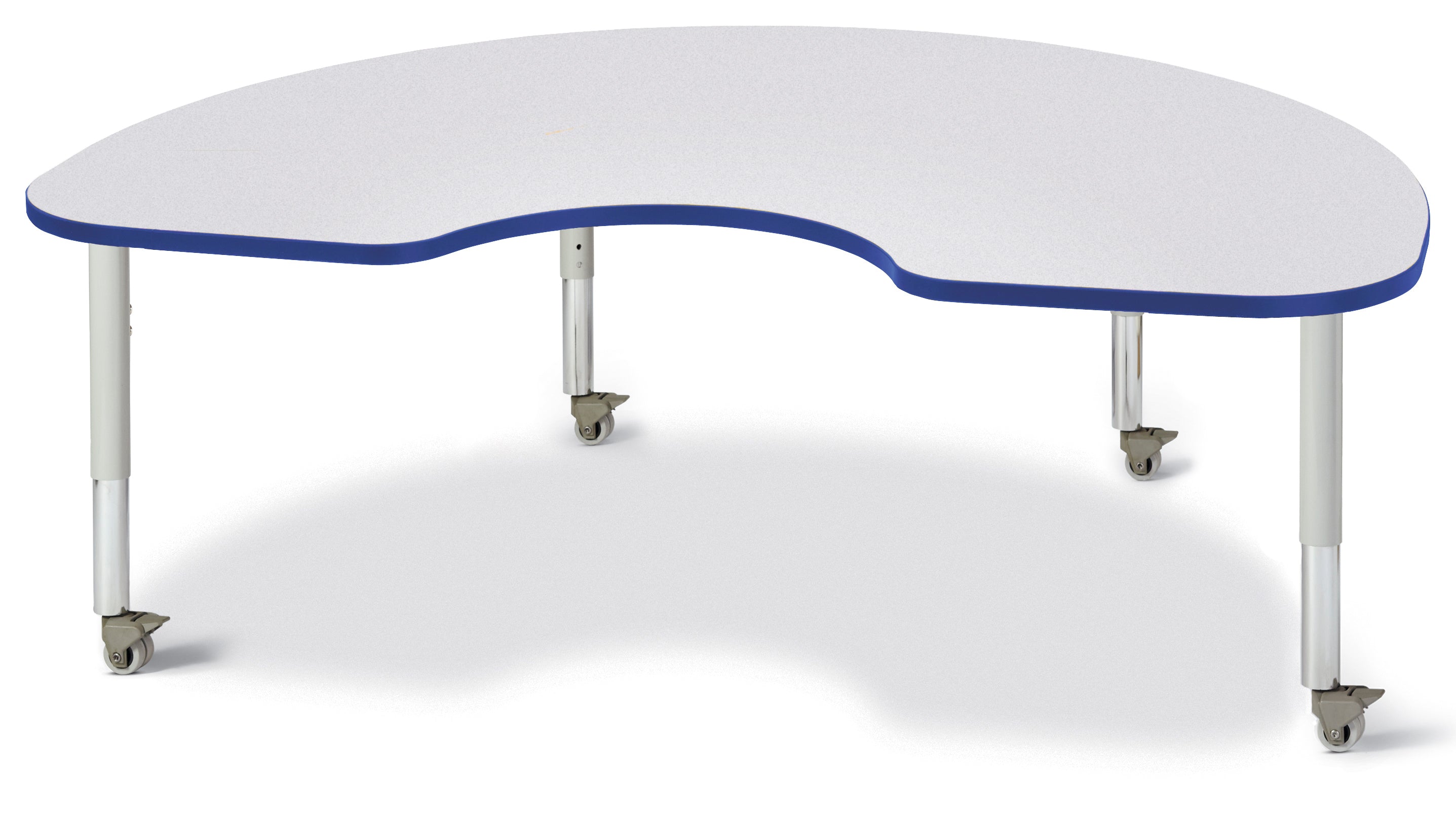 Berries® Kidney Activity Table - 48" X 72", Mobile - Freckled Gray/Blue/Gray