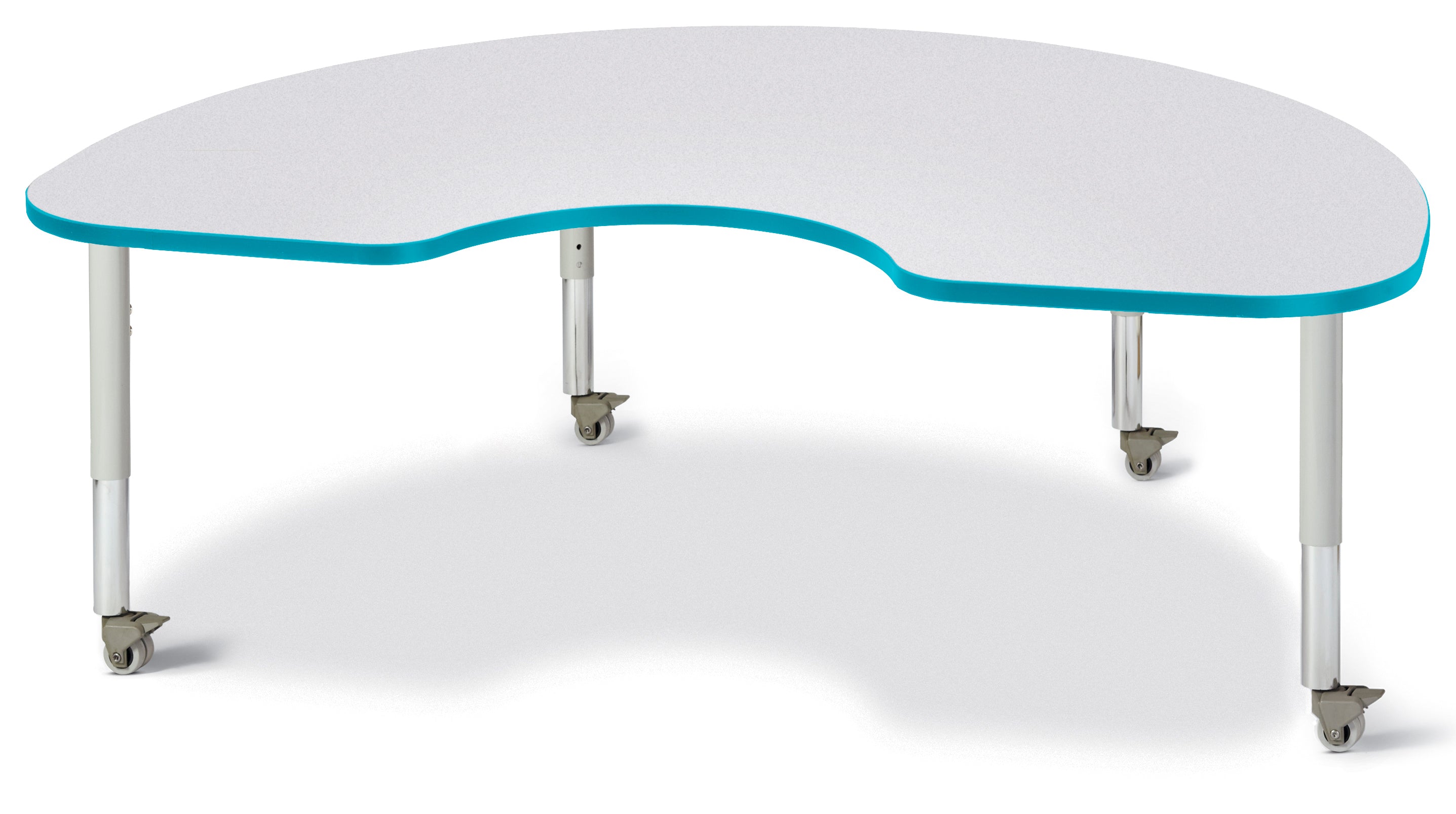 Berries® Kidney Activity Table - 48" X 72", Mobile - Freckled Gray/Teal/Gray