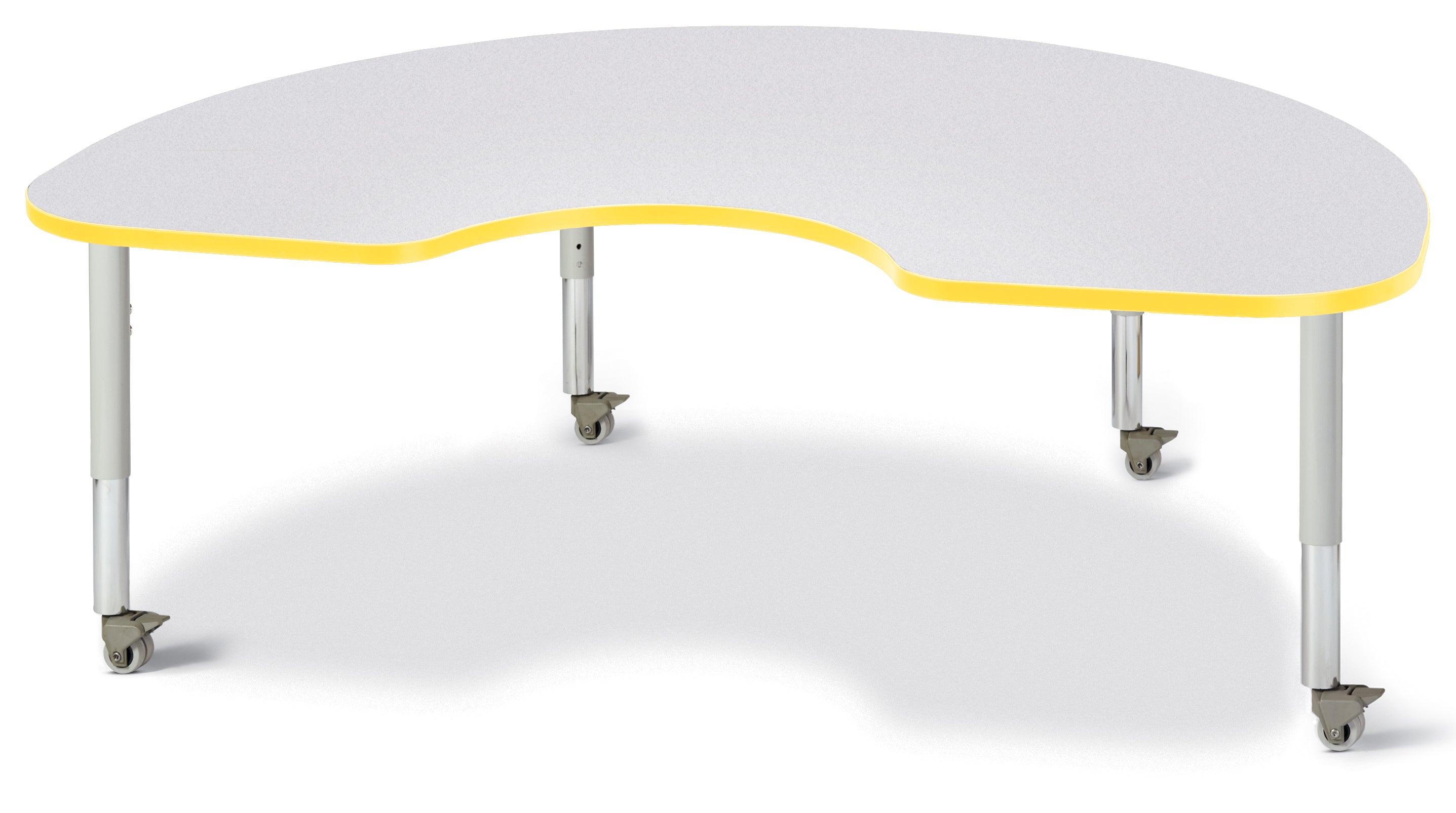 Berries® Kidney Activity Table - 48" X 72", Mobile - Freckled Gray/Yellow/Gray