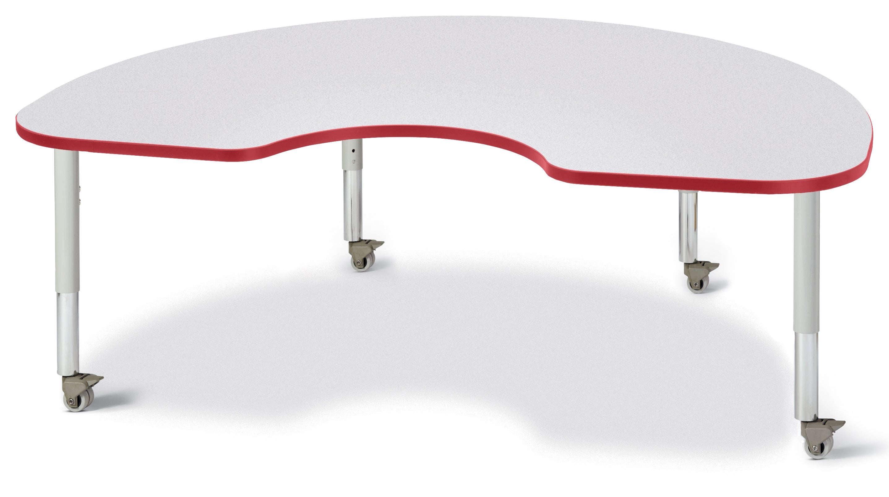Berries® Kidney Activity Table - 48" X 72", Mobile - Freckled Gray/Red/Gray