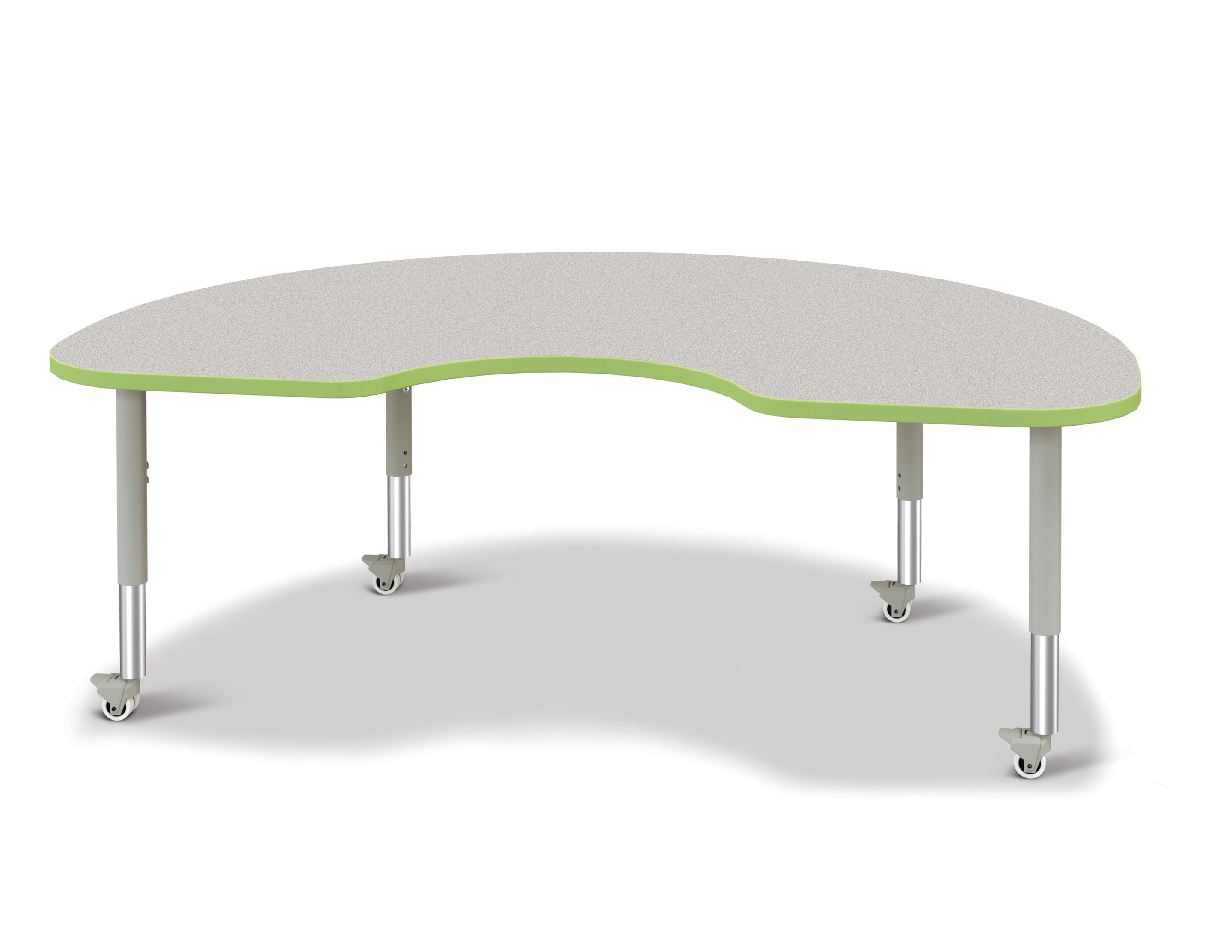 Berries® Kidney Activity Table - 48" X 72", Mobile - Freckled Gray/Key Lime/Gray