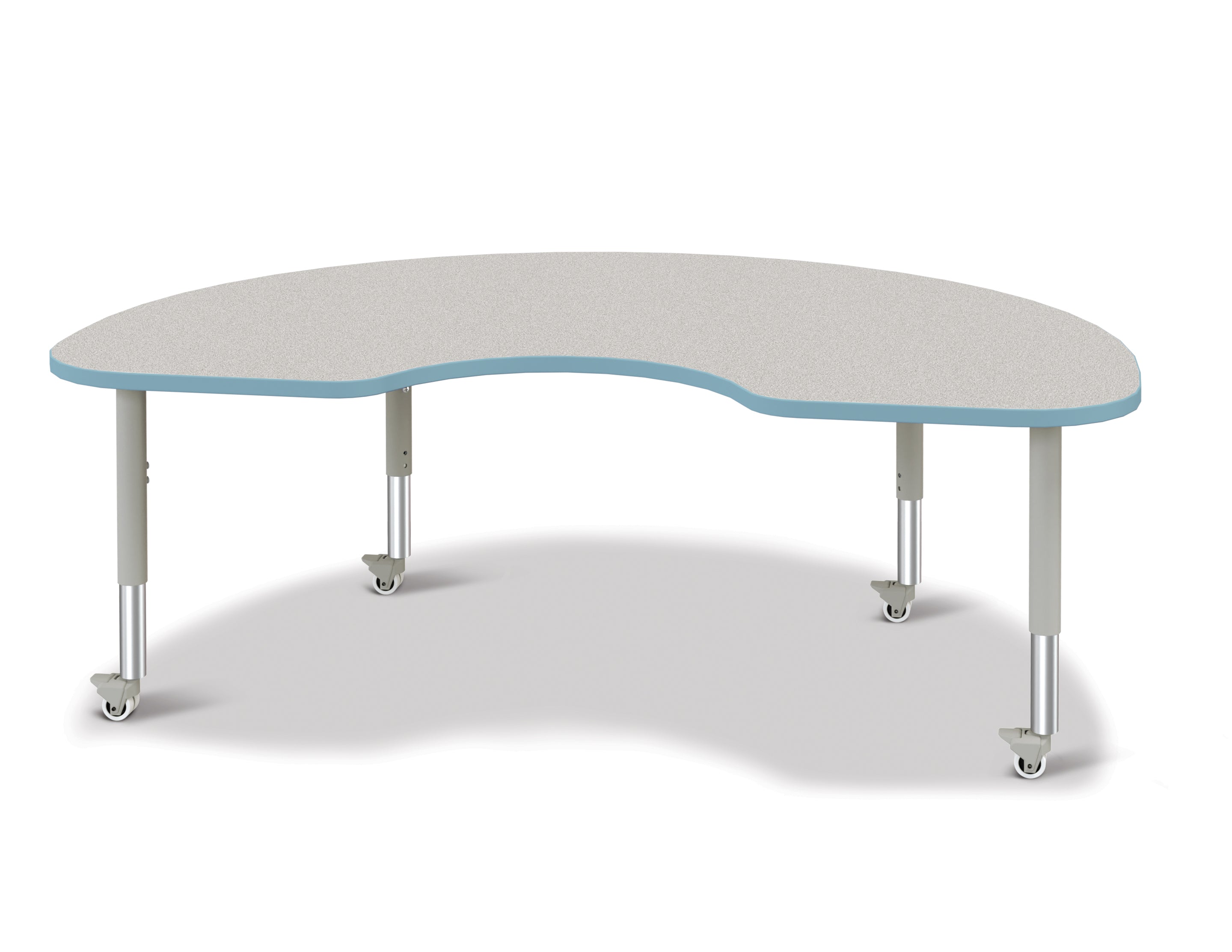 Berries® Kidney Activity Table - 48" X 72", Mobile - Freckled Gray/Coastal Blue/Gray