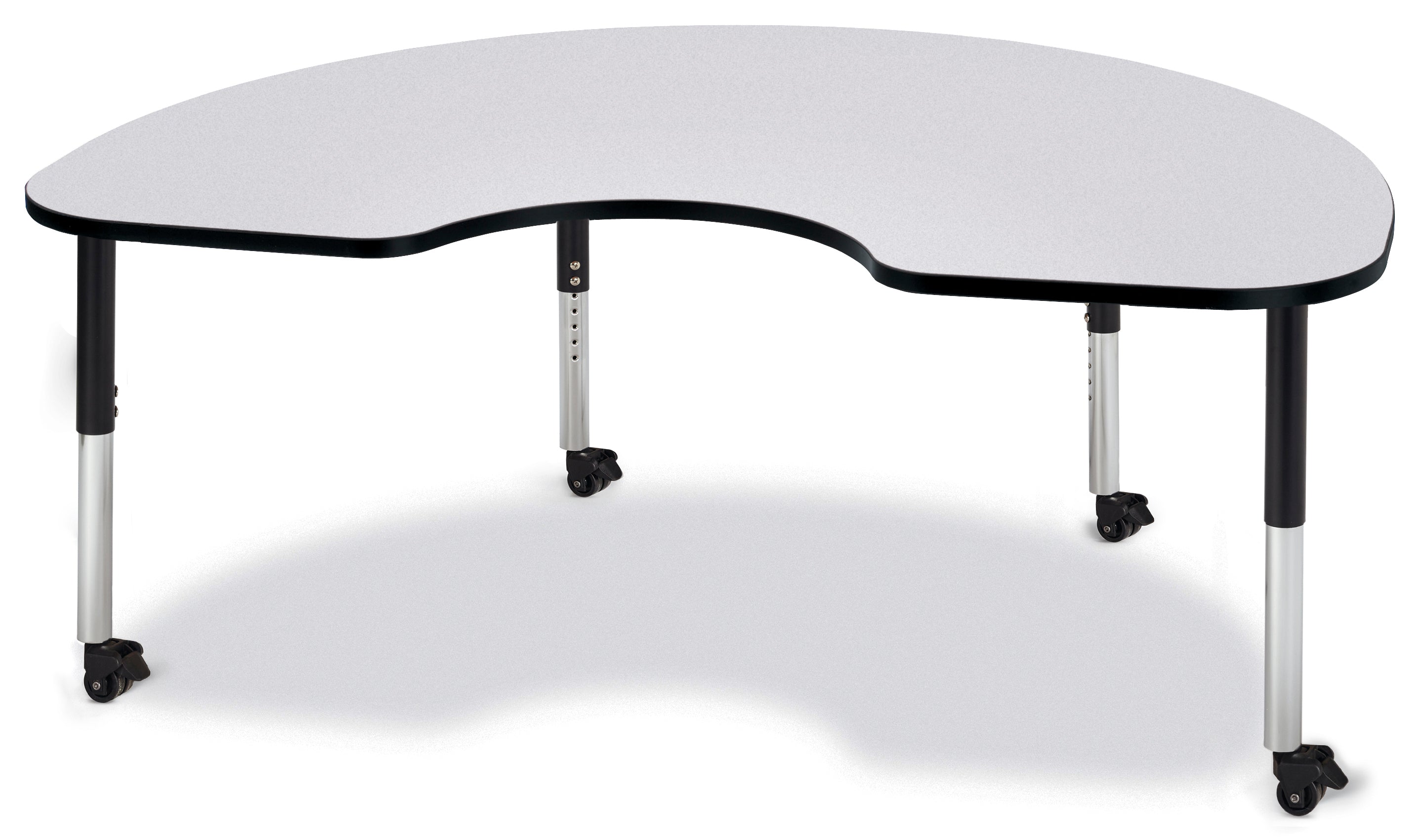 Berries® Kidney Activity Table - 48" X 72", Mobile - Freckled Gray/Black/Black