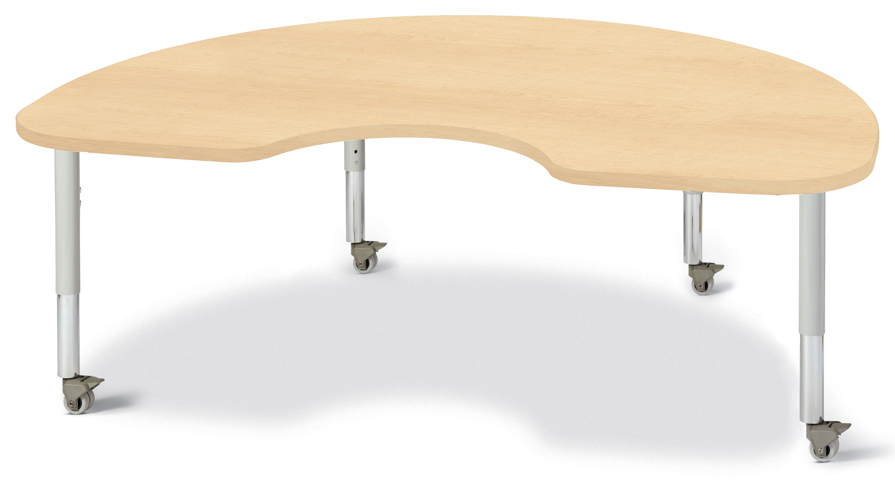 Berries® Kidney Activity Table - 48" X 72", Mobile - Maple/Maple/Gray