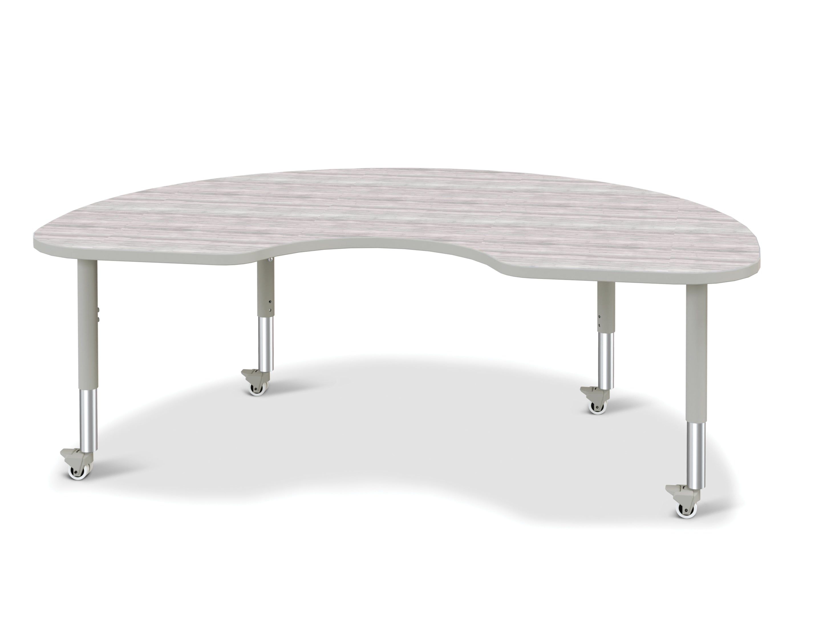 Berries® Kidney Activity Table - 48" X 72", Mobile - Driftwood Gray/Gray/Gray