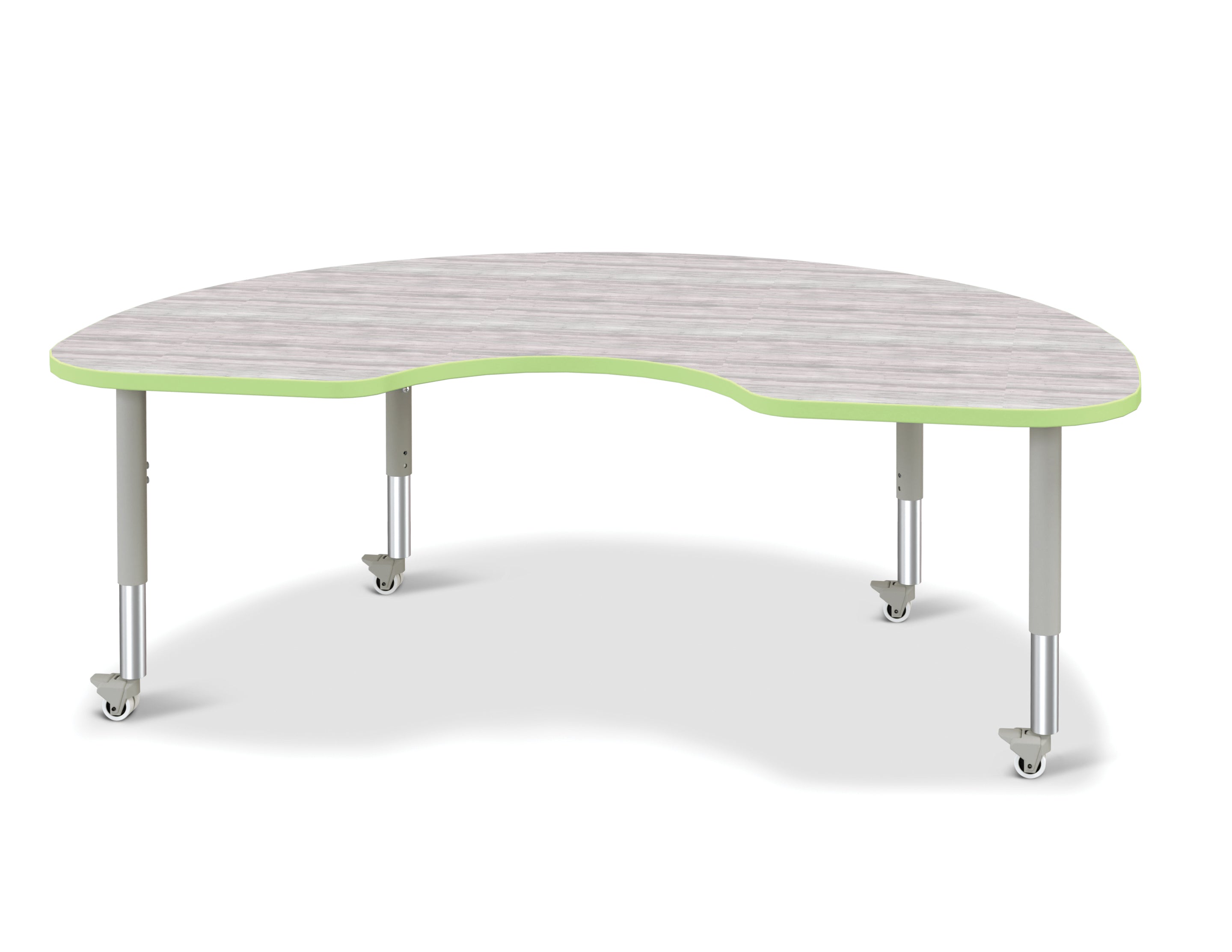 Berries® Kidney Activity Table - 48" X 72", Mobile - Driftwood Gray/Key Lime/Gray