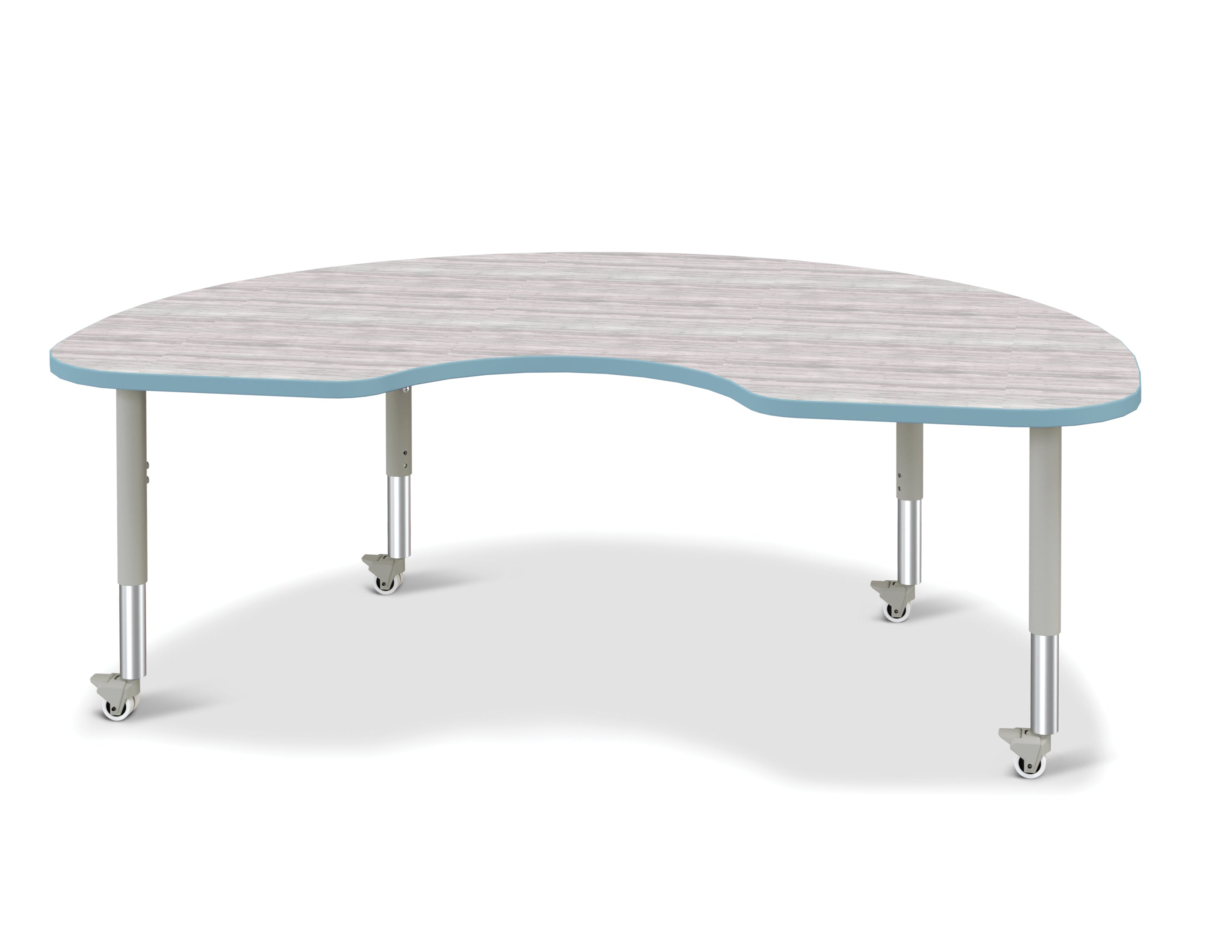 Berries® Kidney Activity Table - 48" X 72", Mobile - Driftwood Gray/Coastal Blue/Gray