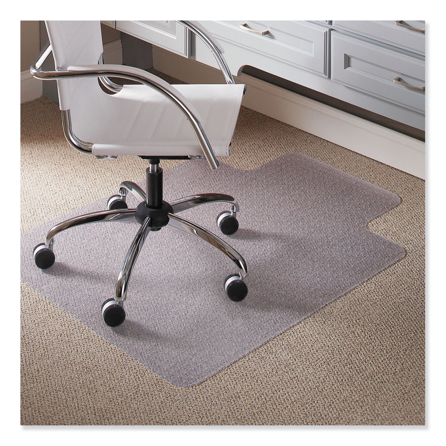 ES ROBBINS EverLife Chair Mat with Lip - Pile Carpet - 48" Length x 36" Width x 0.098" Thickness - Lip Size 10" Length x 20" Width - Vinyl - Clear - 1 Each