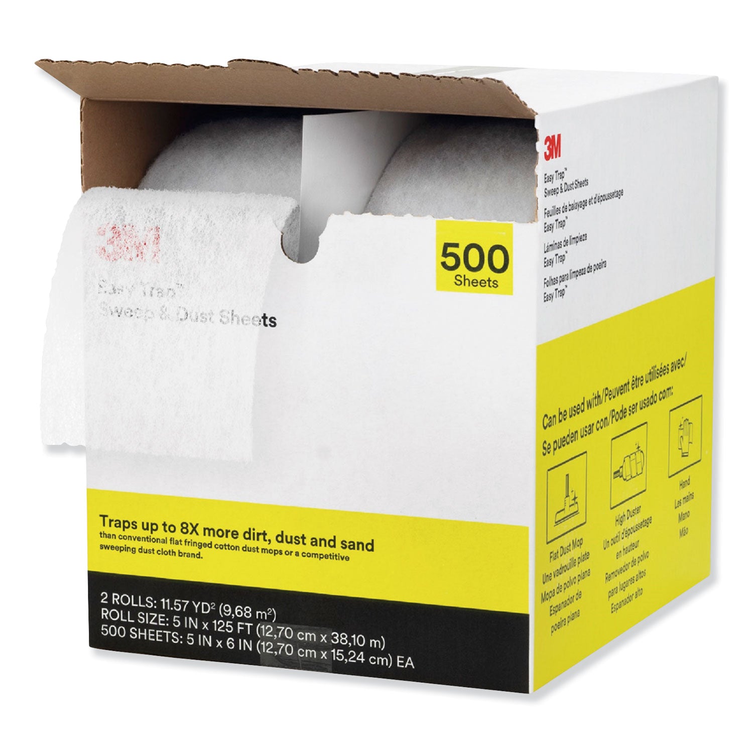3M Easy Trap Duster, 5" x 6", White, 125 ft Roll, 2 Rolls per Carton