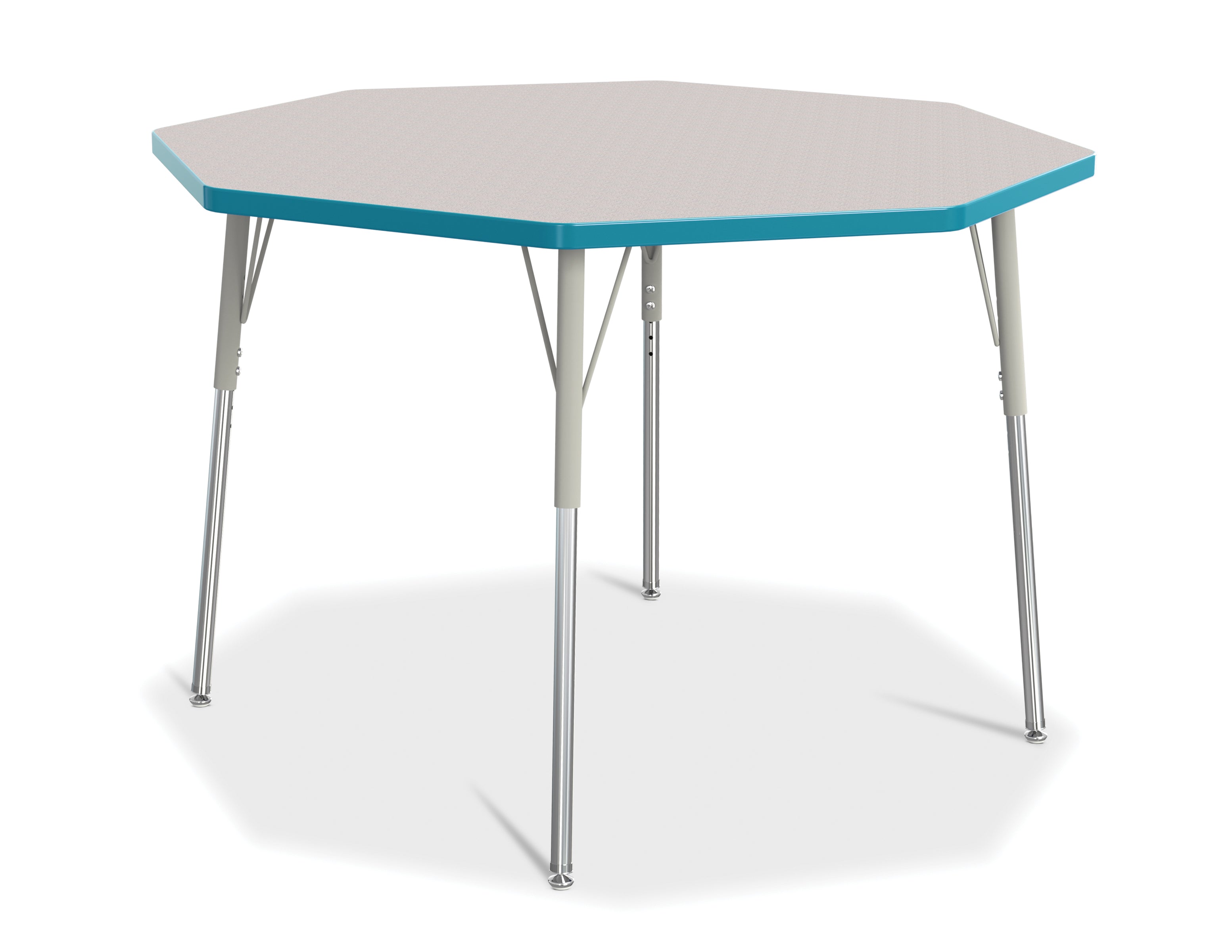 Berries® Octagon Activity Table - 48" X 48", A-height - Freckled Gray/Teal/Gray
