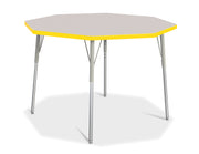 Berries® Octagon Activity Table - 48" X 48", A-height - Freckled Gray/Yellow/Gray
