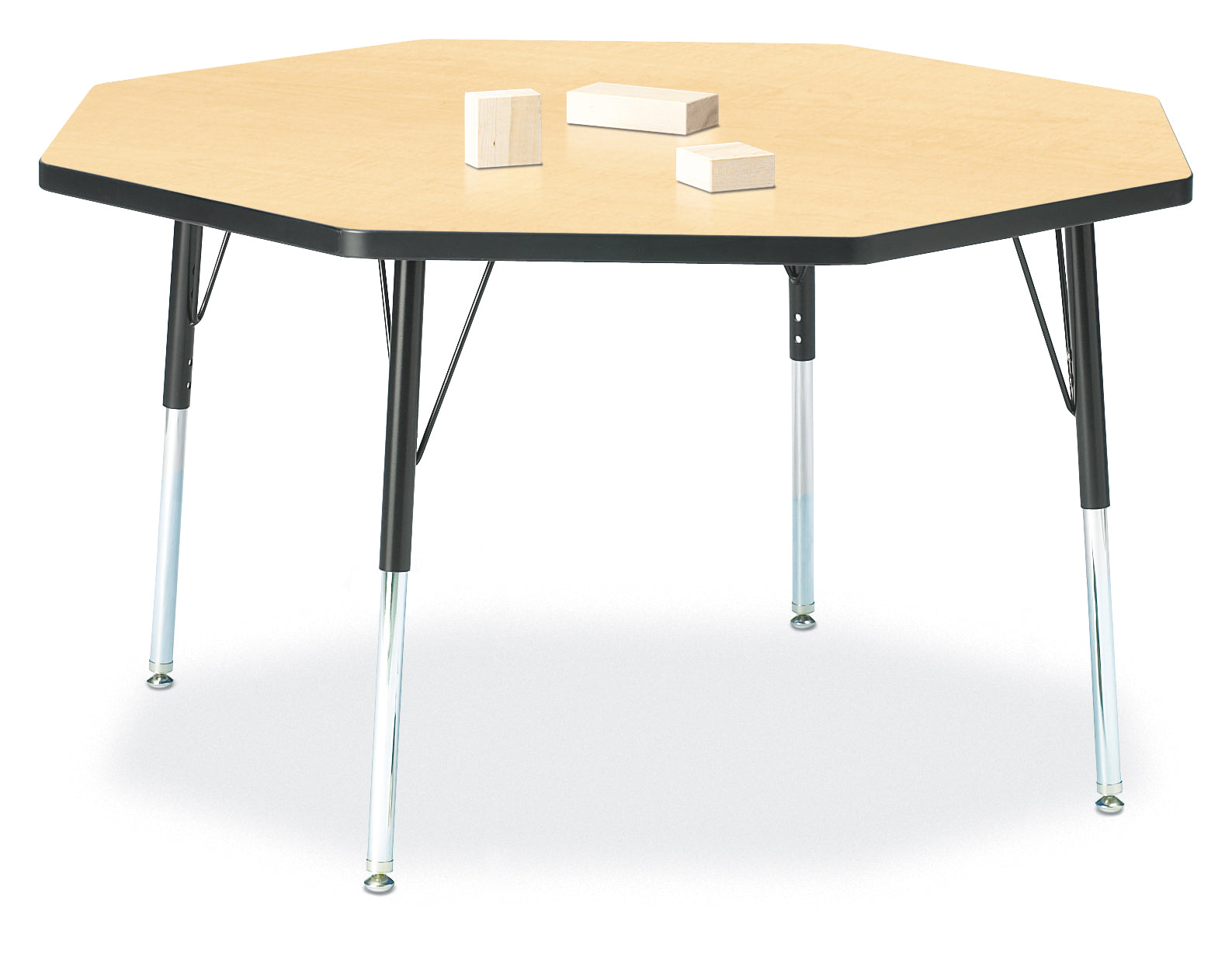 Berries® Octagon Activity Table - 48" X 48", A-height - Maple/Black/Black