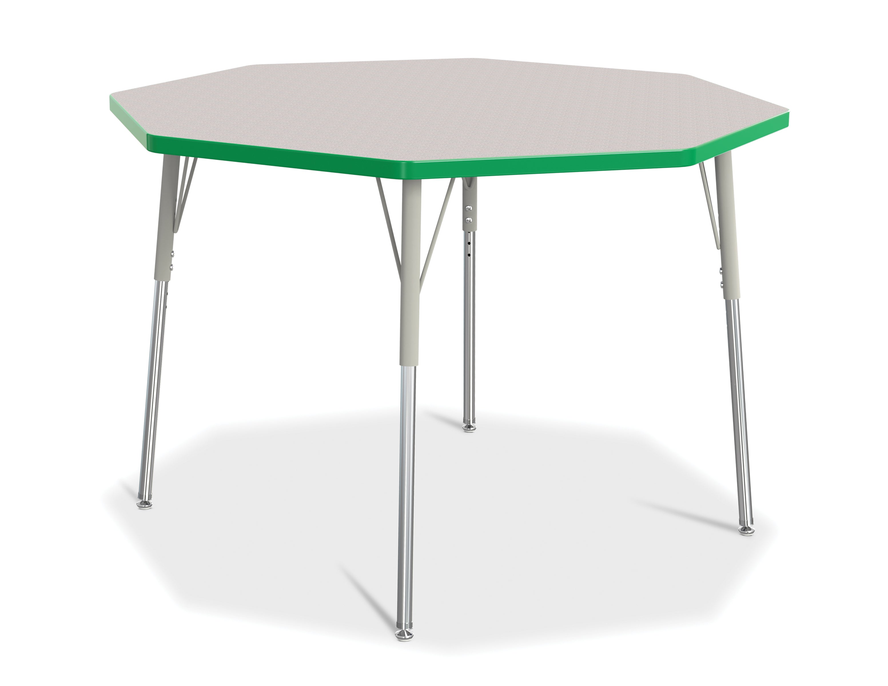 Berries® Octagon Activity Table - 48" X 48", A-height - Freckled Gray/Green/Gray